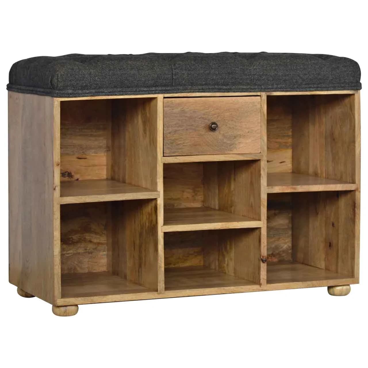 Black Tweed 1 Drawer Bench - Benches, photo 3 of 9