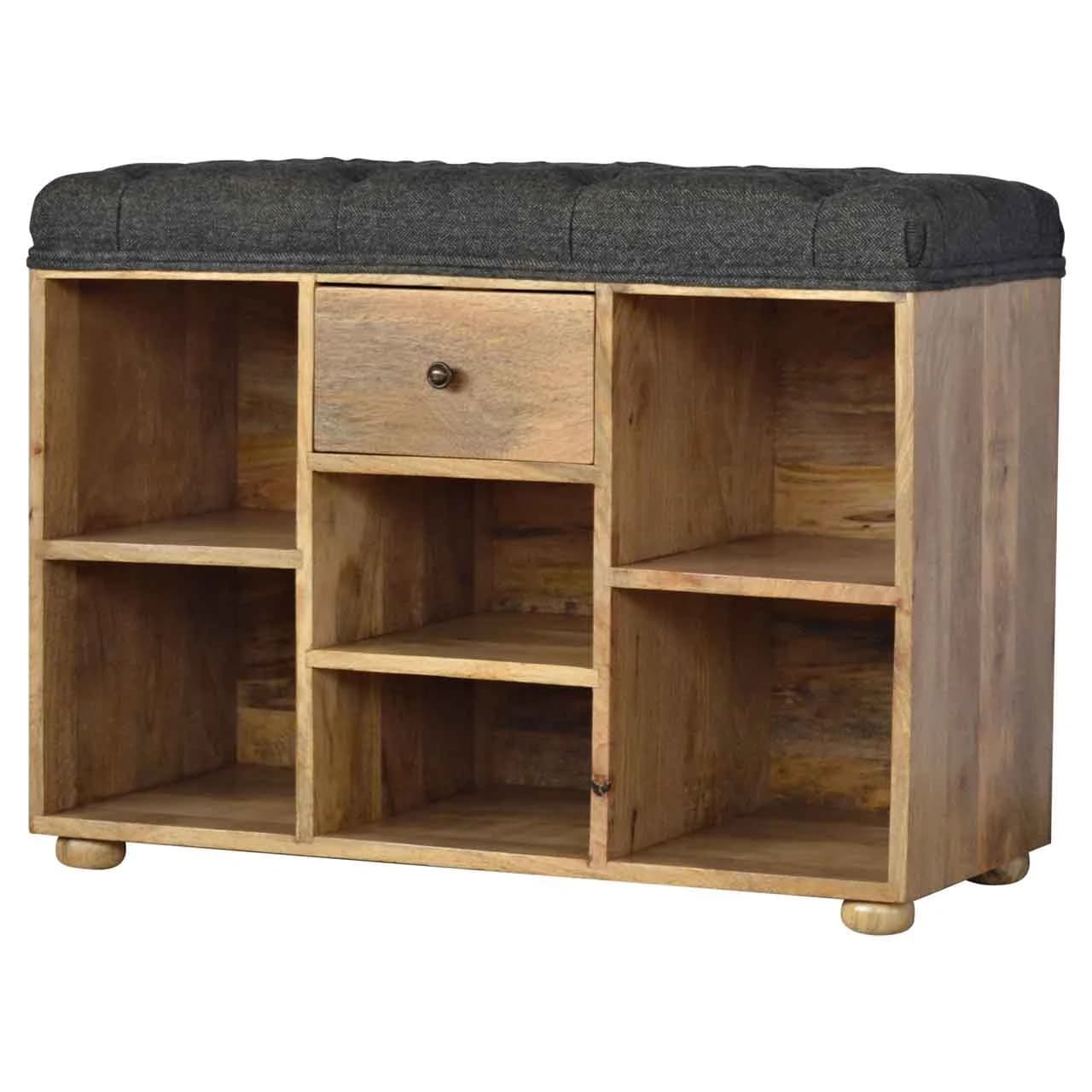Black Tweed 1 Drawer Bench - Benches, photo 2 of 9