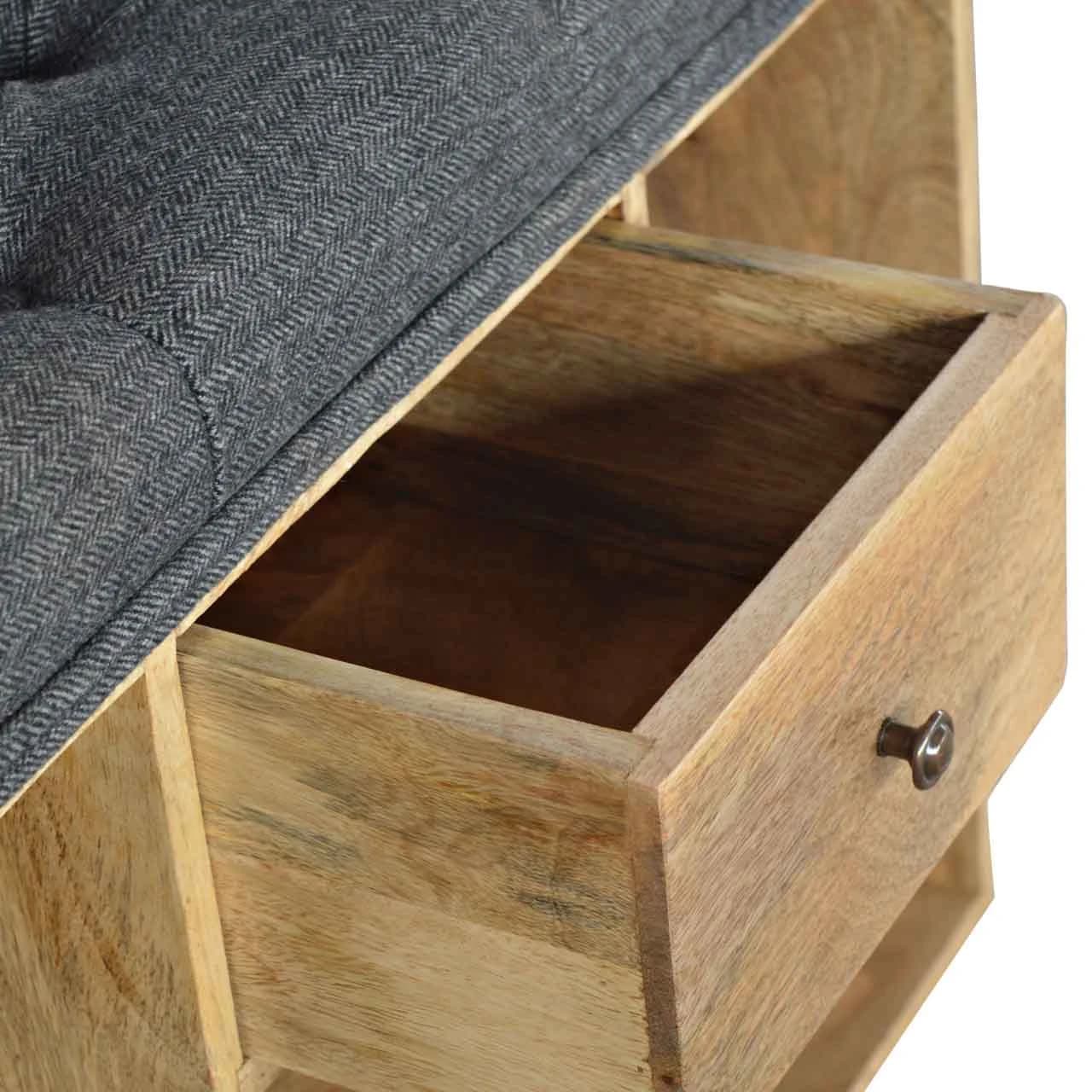 Black Tweed 1 Drawer Bench - Benches, photo 6 of 9