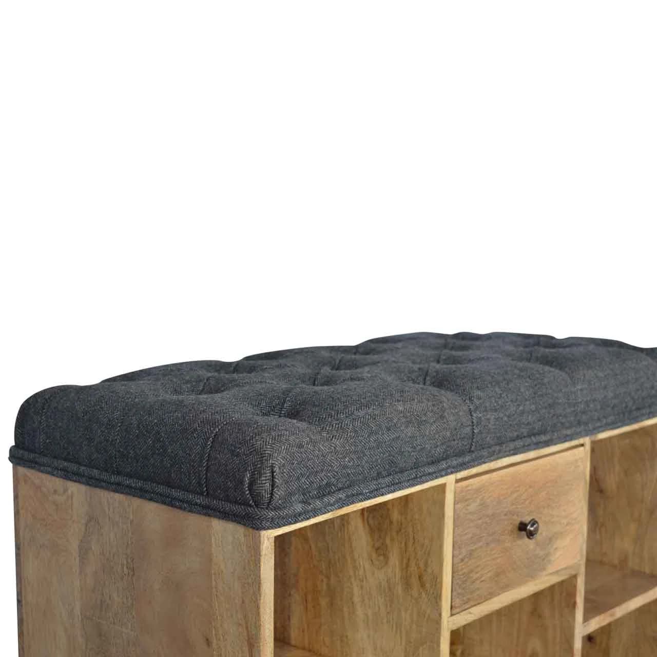 Black Tweed 1 Drawer Bench - Benches, photo 7 of 9