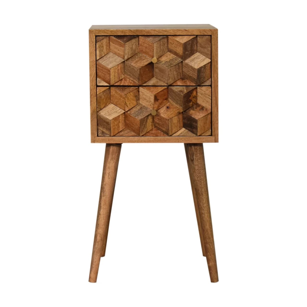 Mini Cube Carved 2 Drawer Bedside - Bedside tables, photo 2 of 10