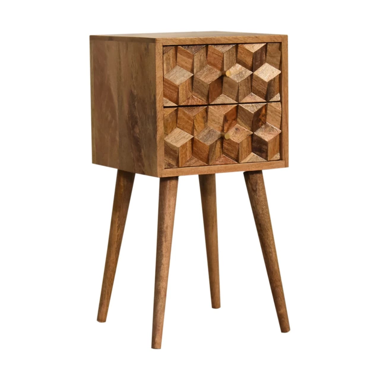 Mini Cube Carved 2 Drawer Bedside - Bedside tables, photo 4 of 10