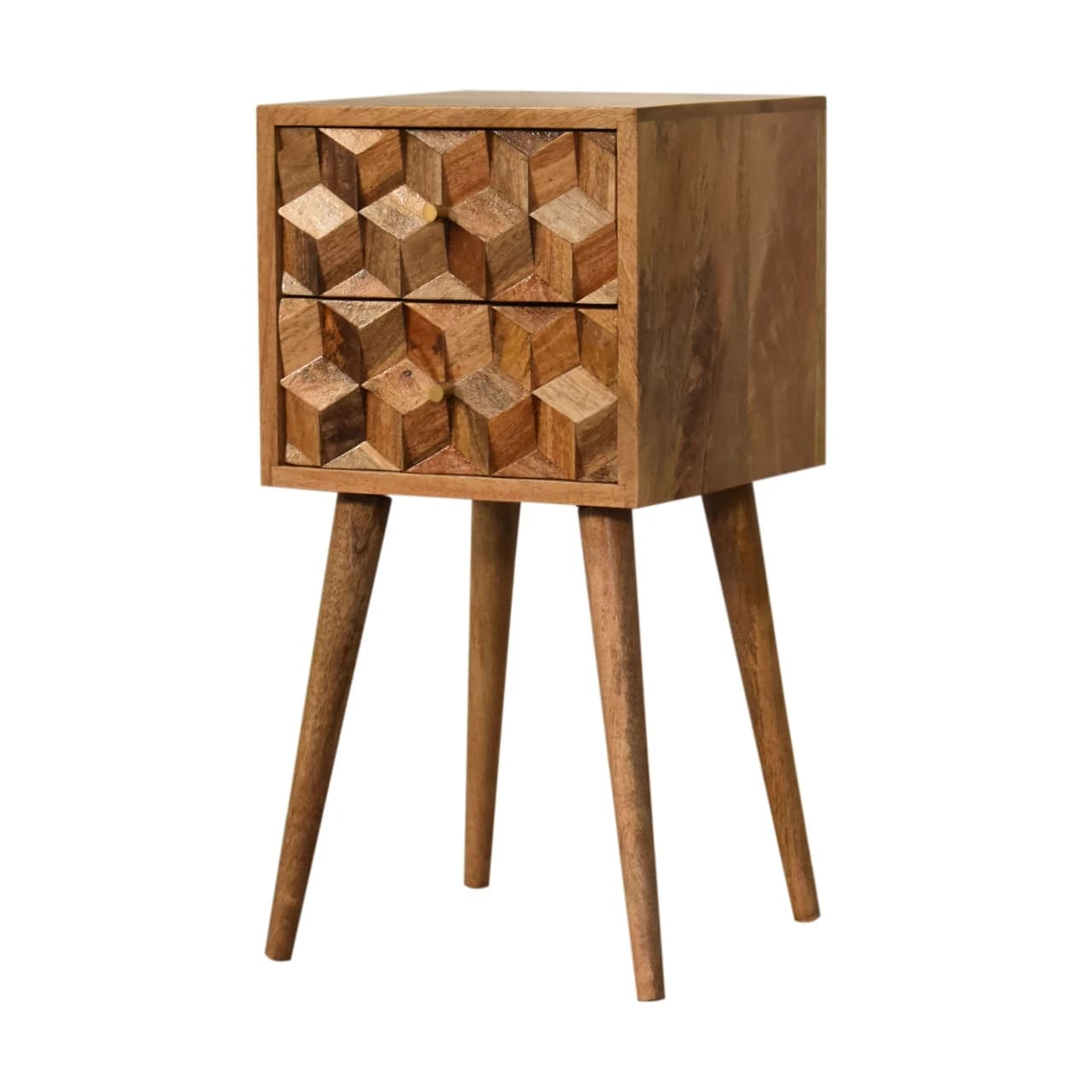 Mini Cube Carved 2 Drawer Bedside - Bedside tables, photo 5 of 10