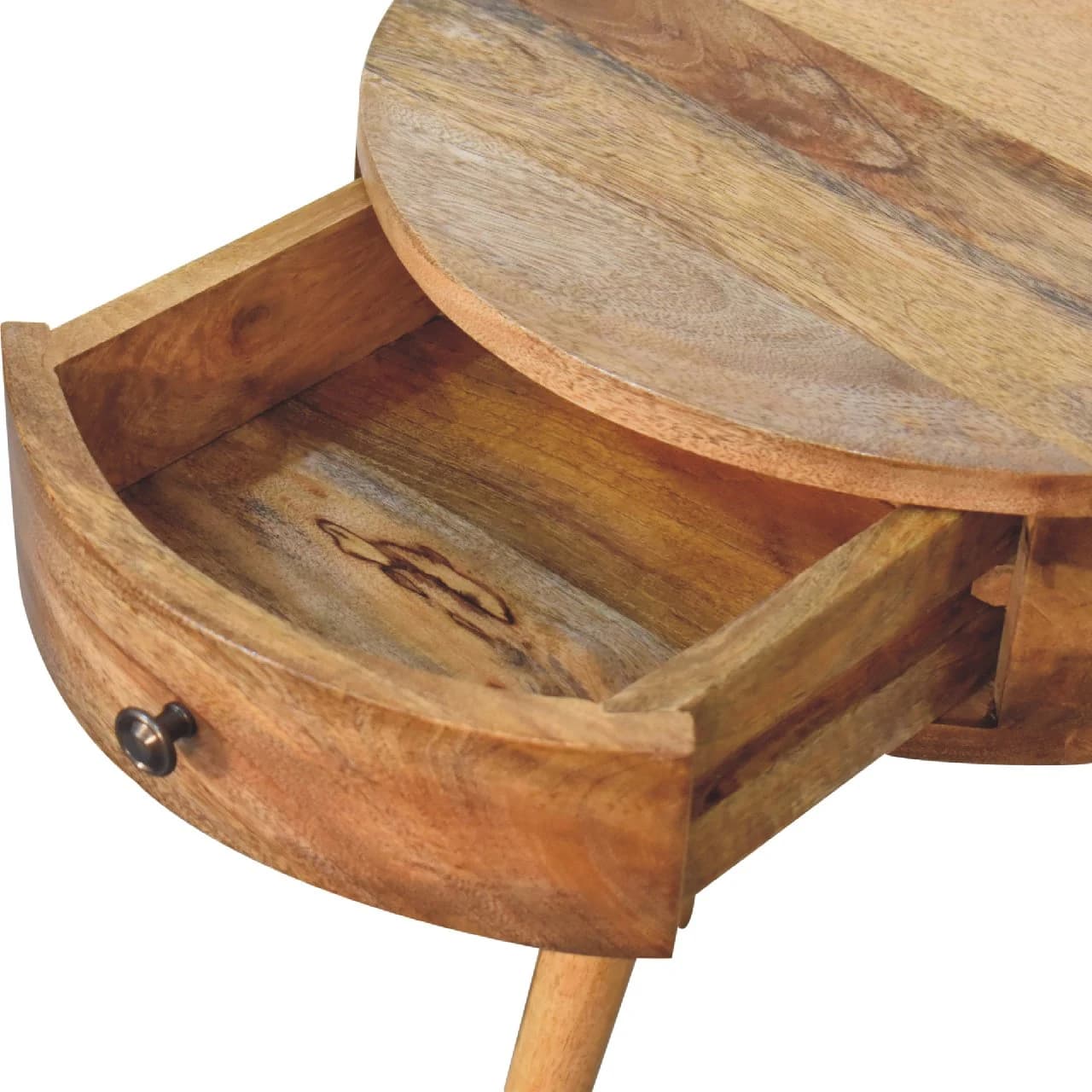 Mini Oak-ish Circular Shape Bedside - Bedside tables, photo 5 of 8