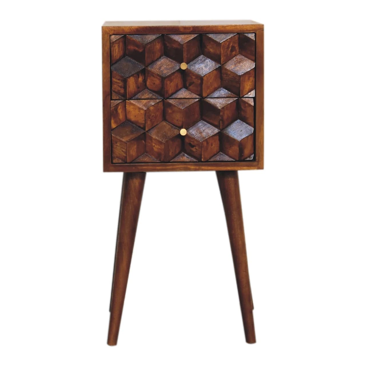 Mini Chestnut Cube 2 Drawer Bedside - Bedside tables, photo 2 of 9