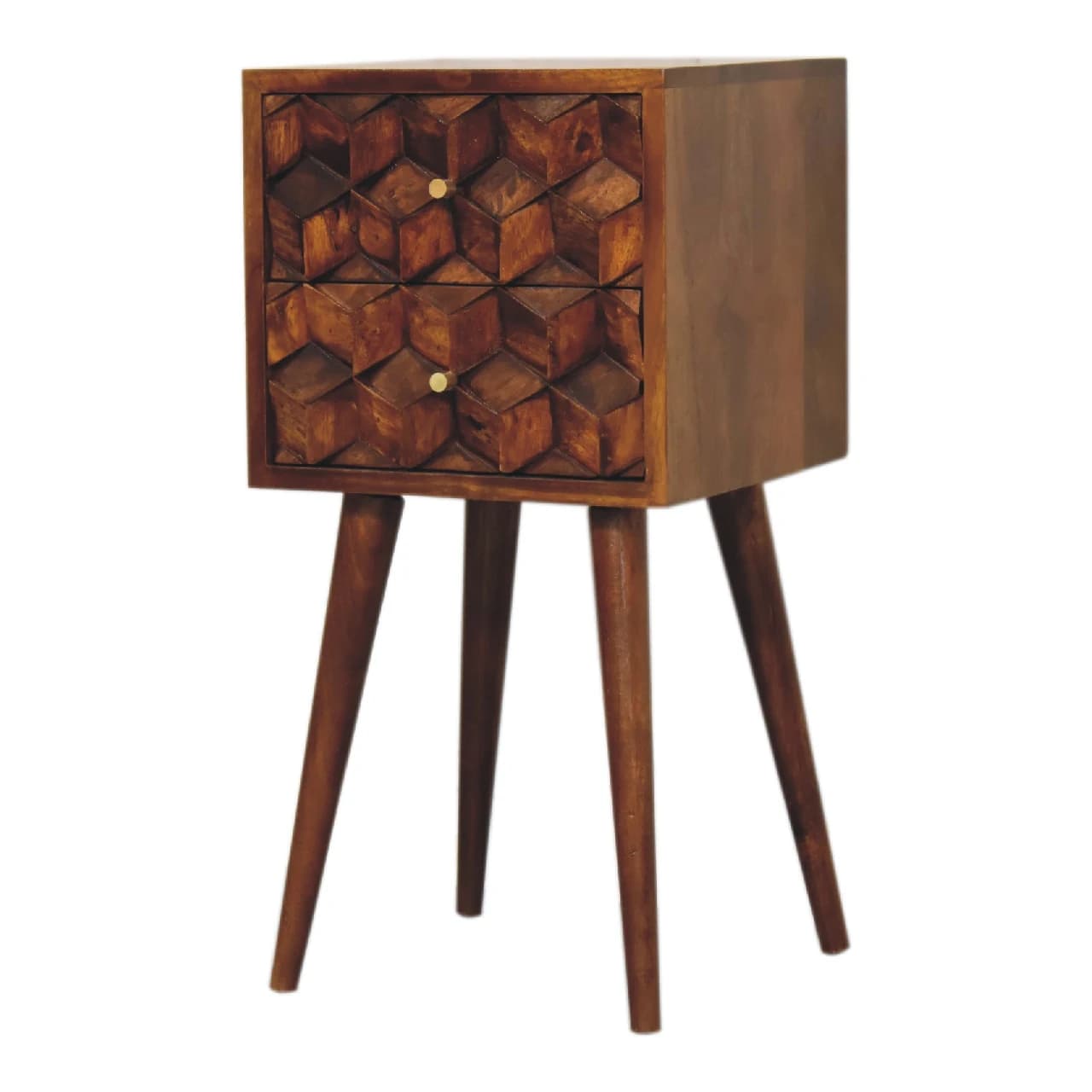 Mini Chestnut Cube 2 Drawer Bedside - Bedside tables, photo 3 of 9