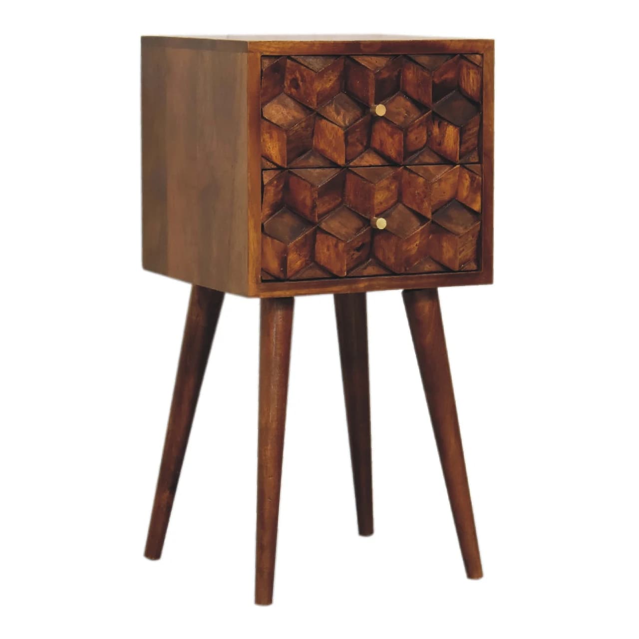 Mini Chestnut Cube 2 Drawer Bedside - Bedside tables, photo 4 of 9