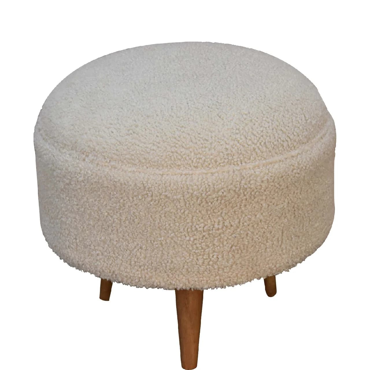 Cream Boucle Rounded Footstool - Footstools & ottomans, photo 2 of 8