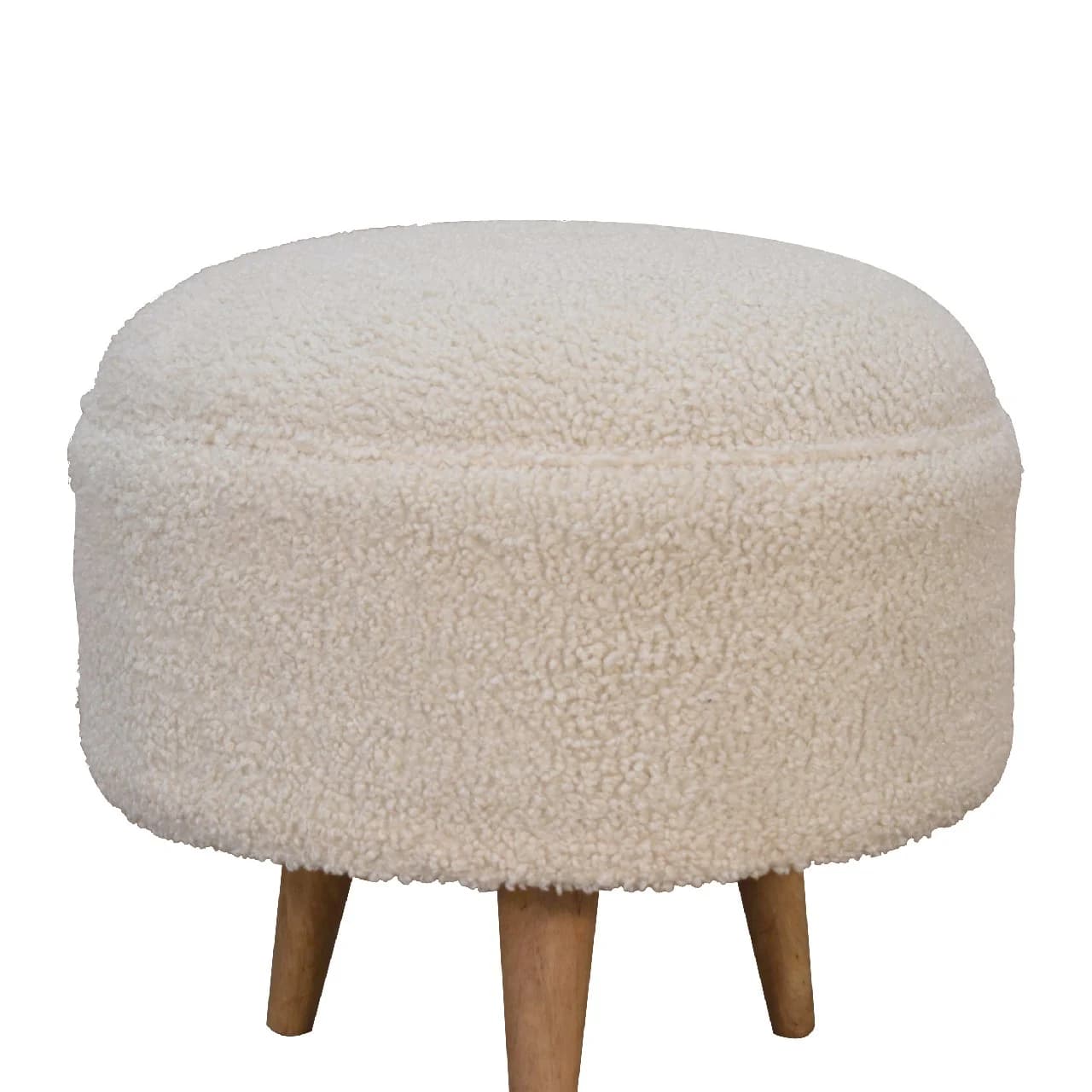 Cream Boucle Rounded Footstool - Footstools & ottomans, photo 4 of 8