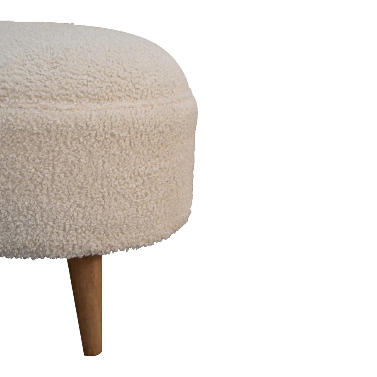 Cream Boucle Rounded Footstool - Footstools & ottomans, photo 5 of 8