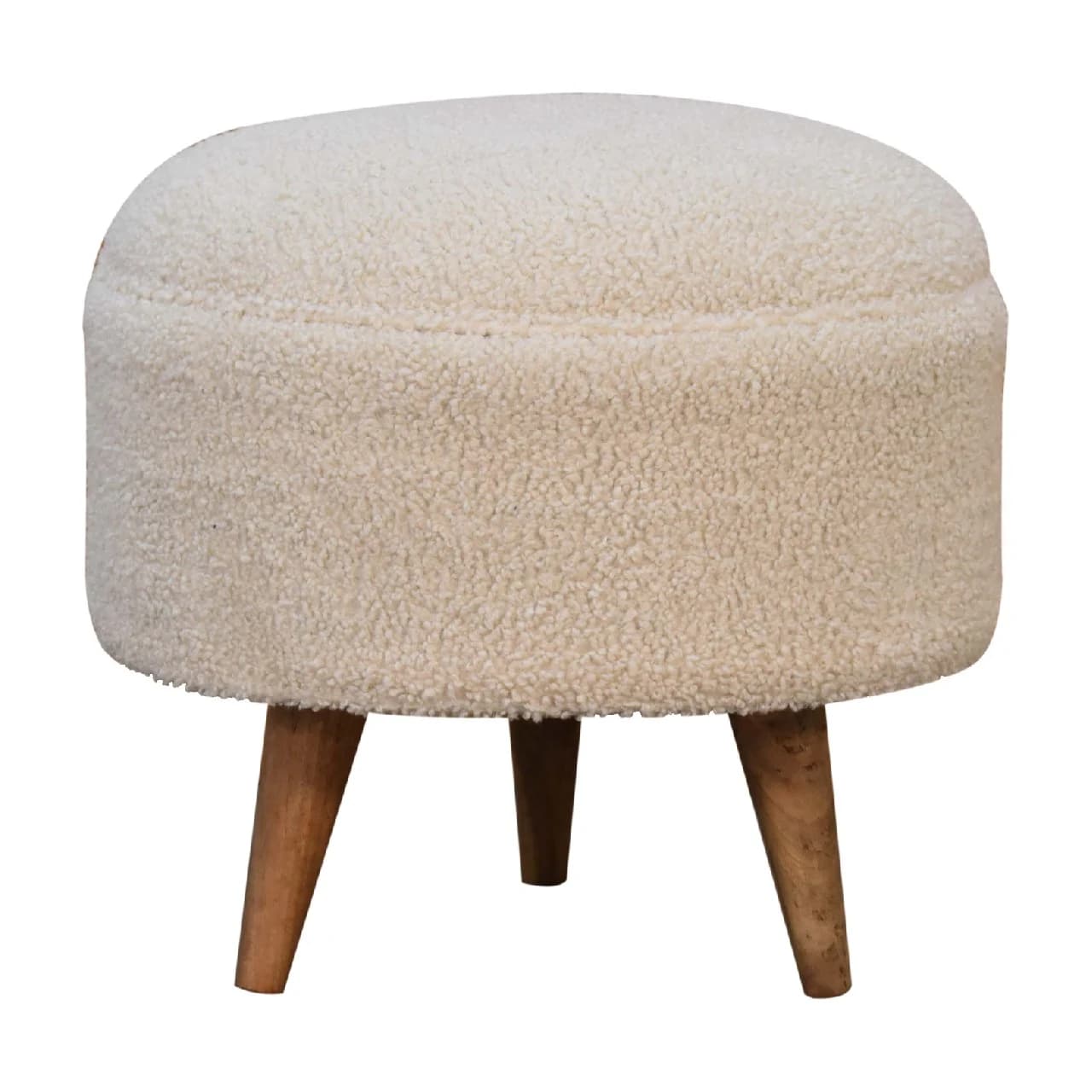 Cream Boucle Rounded Footstool - Footstools & ottomans, photo 6 of 8