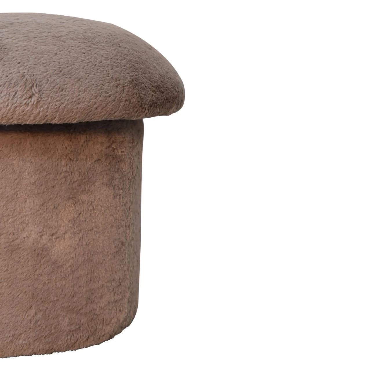 Mocha Faux Fur Mushroom Footstool - Footstools & ottomans, photo 2 of 8