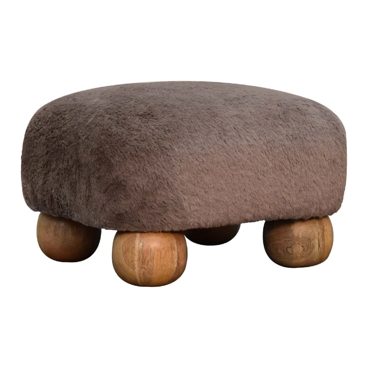 Mocha Faux Fur Nordic Footstool - Footstools & ottomans, photo 2 of 8