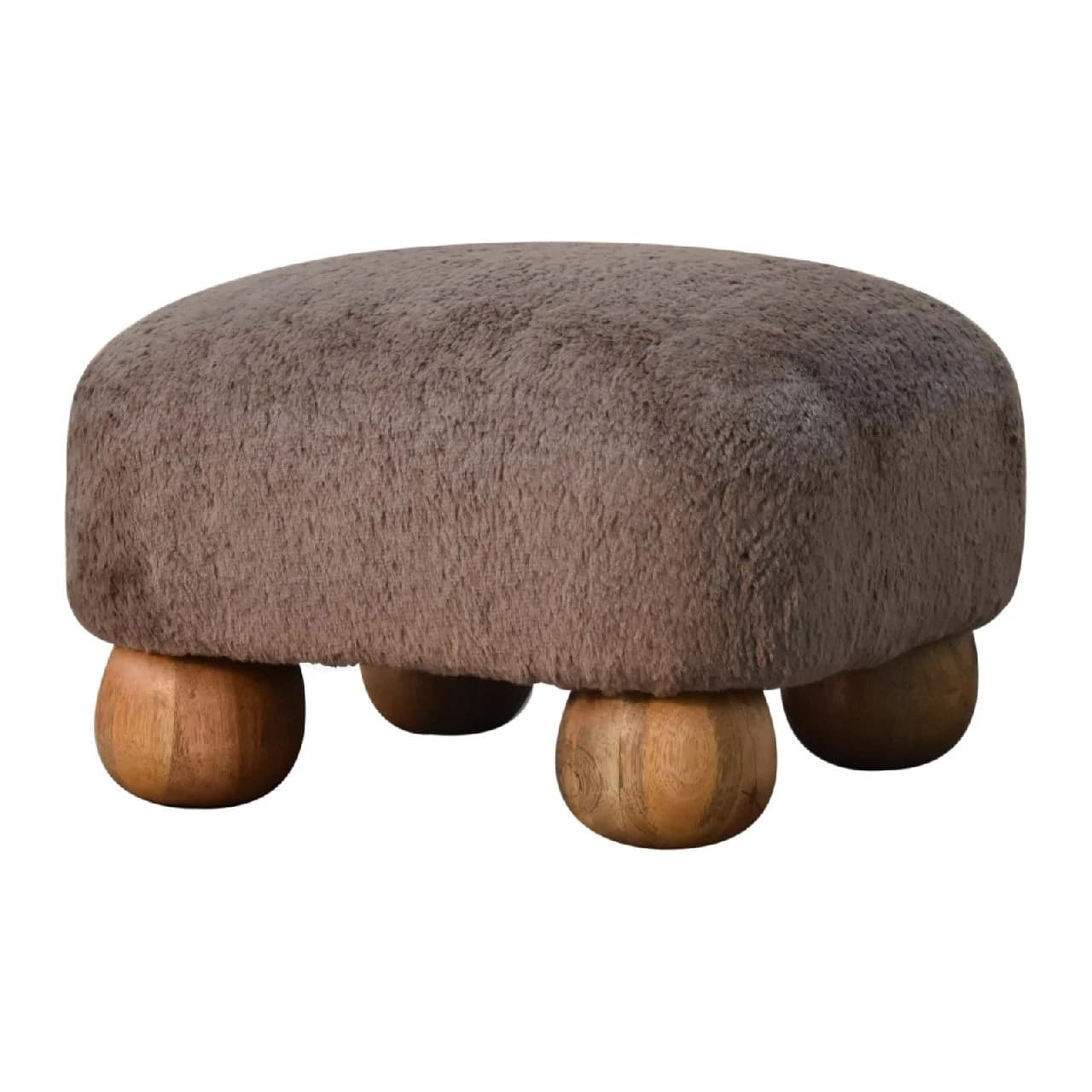 Mocha Faux Fur Nordic Footstool - Footstools & ottomans, photo 3 of 8