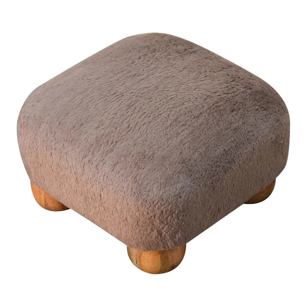 Mocha Faux Fur Nordic Footstool - Footstools & ottomans, photo 4 of 8