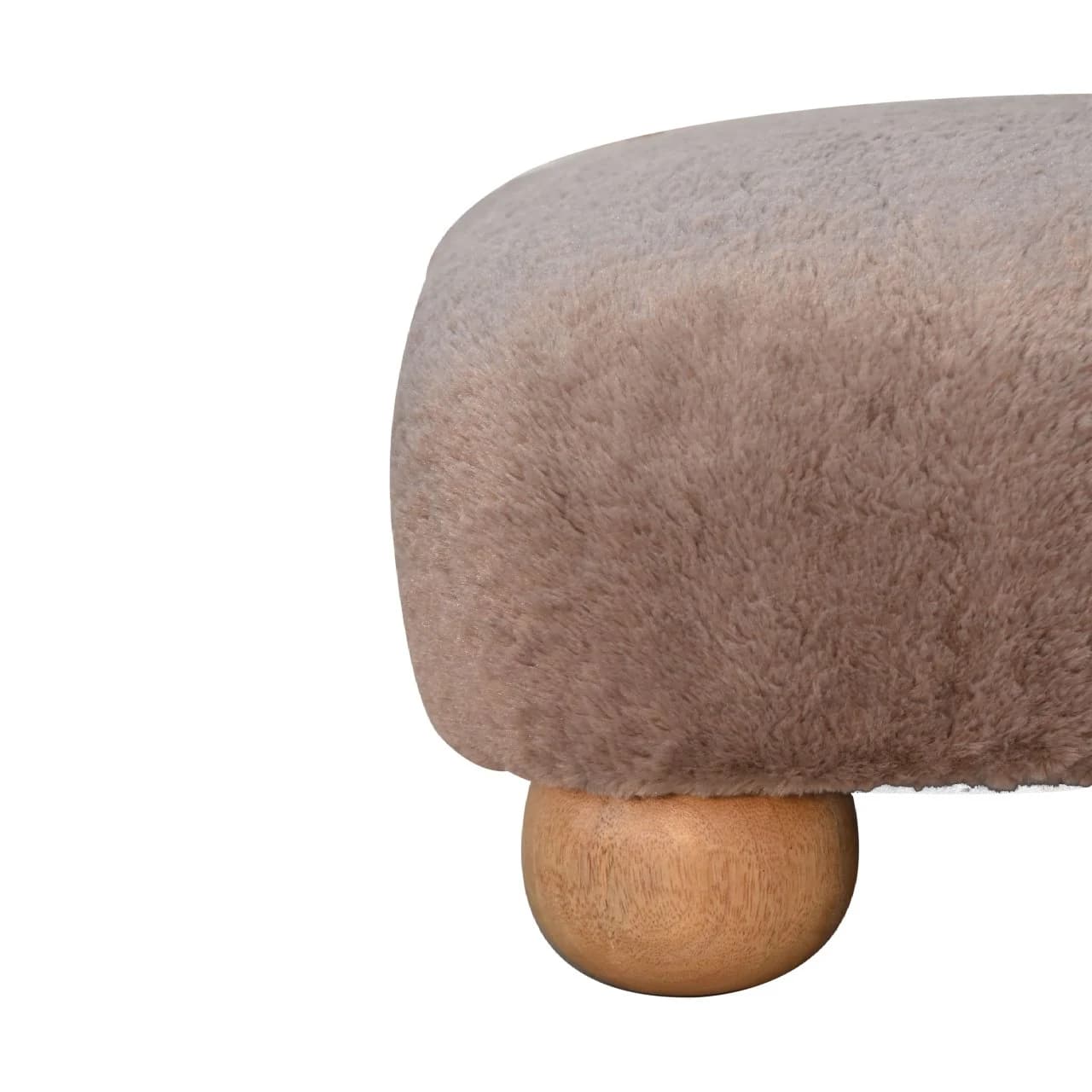 Mocha Faux Fur Nordic Footstool - Footstools & ottomans, photo 5 of 8