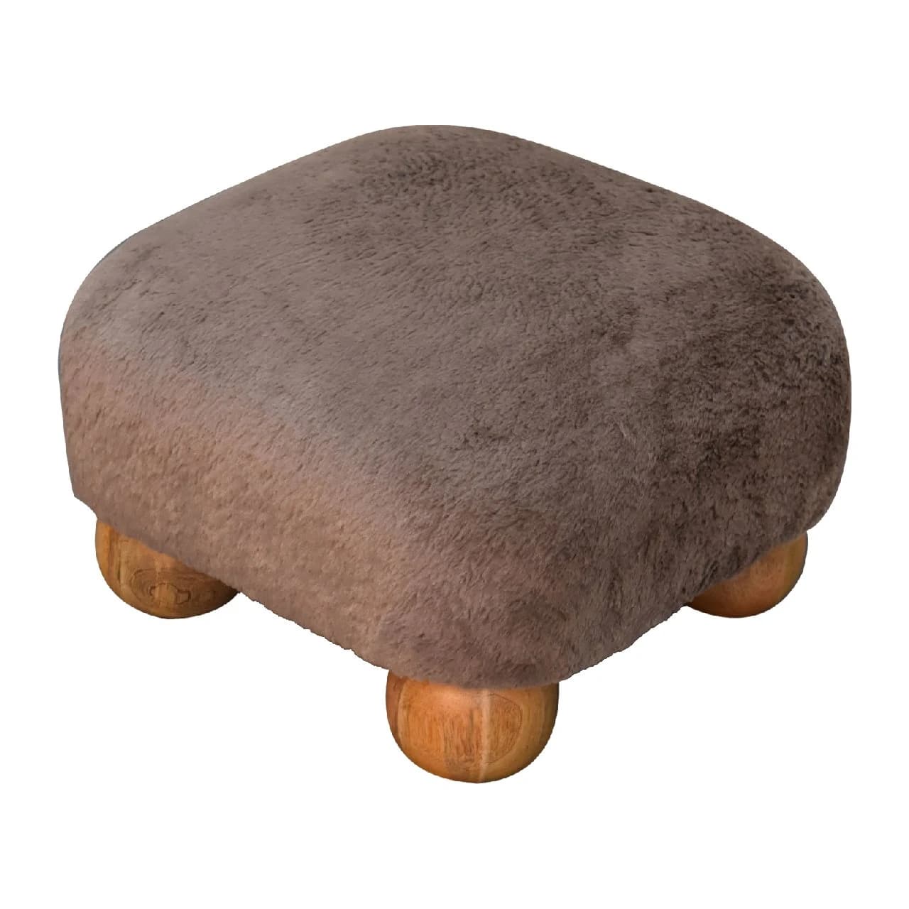 Mocha Faux Fur Nordic Footstool - Footstools & ottomans, photo 6 of 8