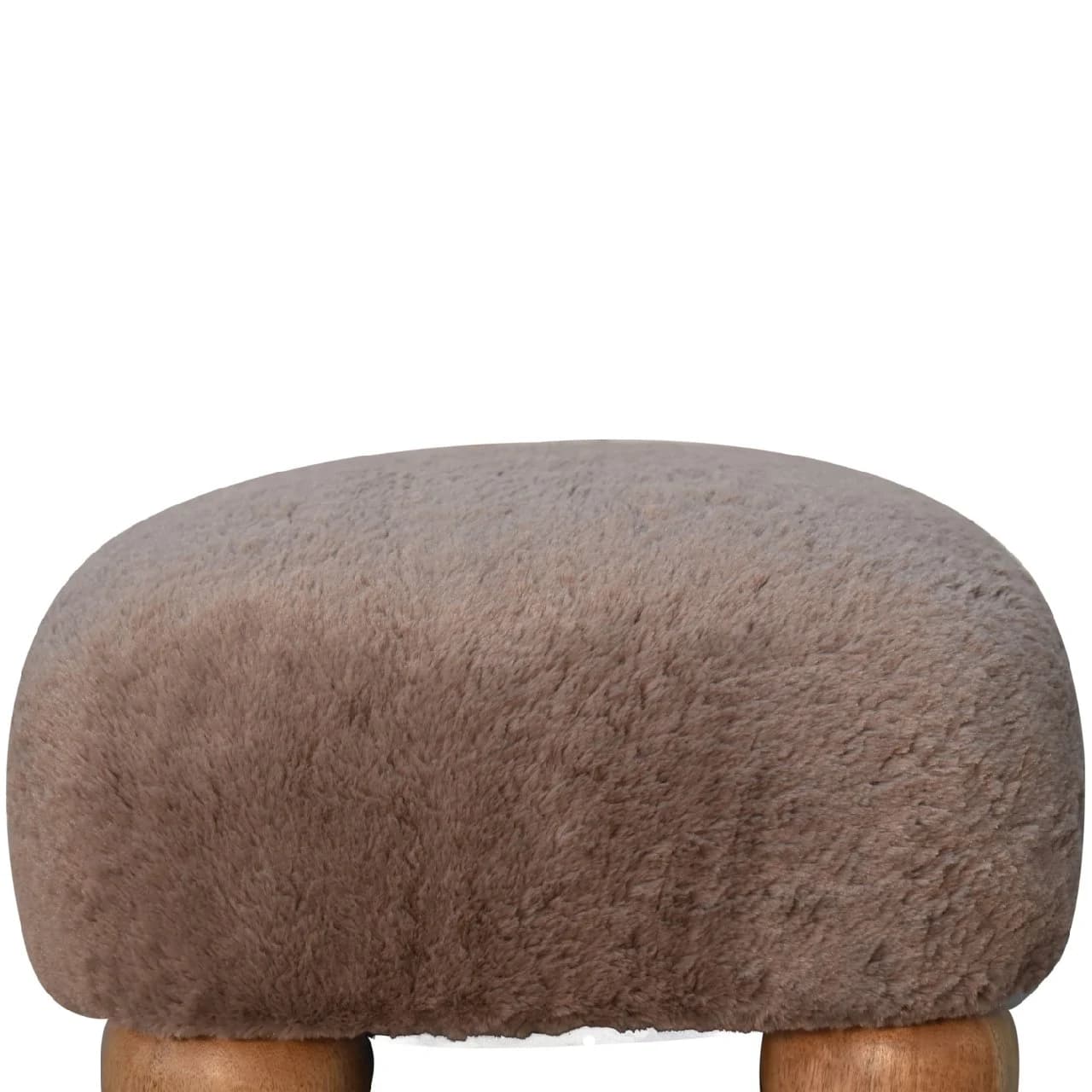 Mocha Faux Fur Nordic Footstool - Footstools & ottomans, photo 7 of 8