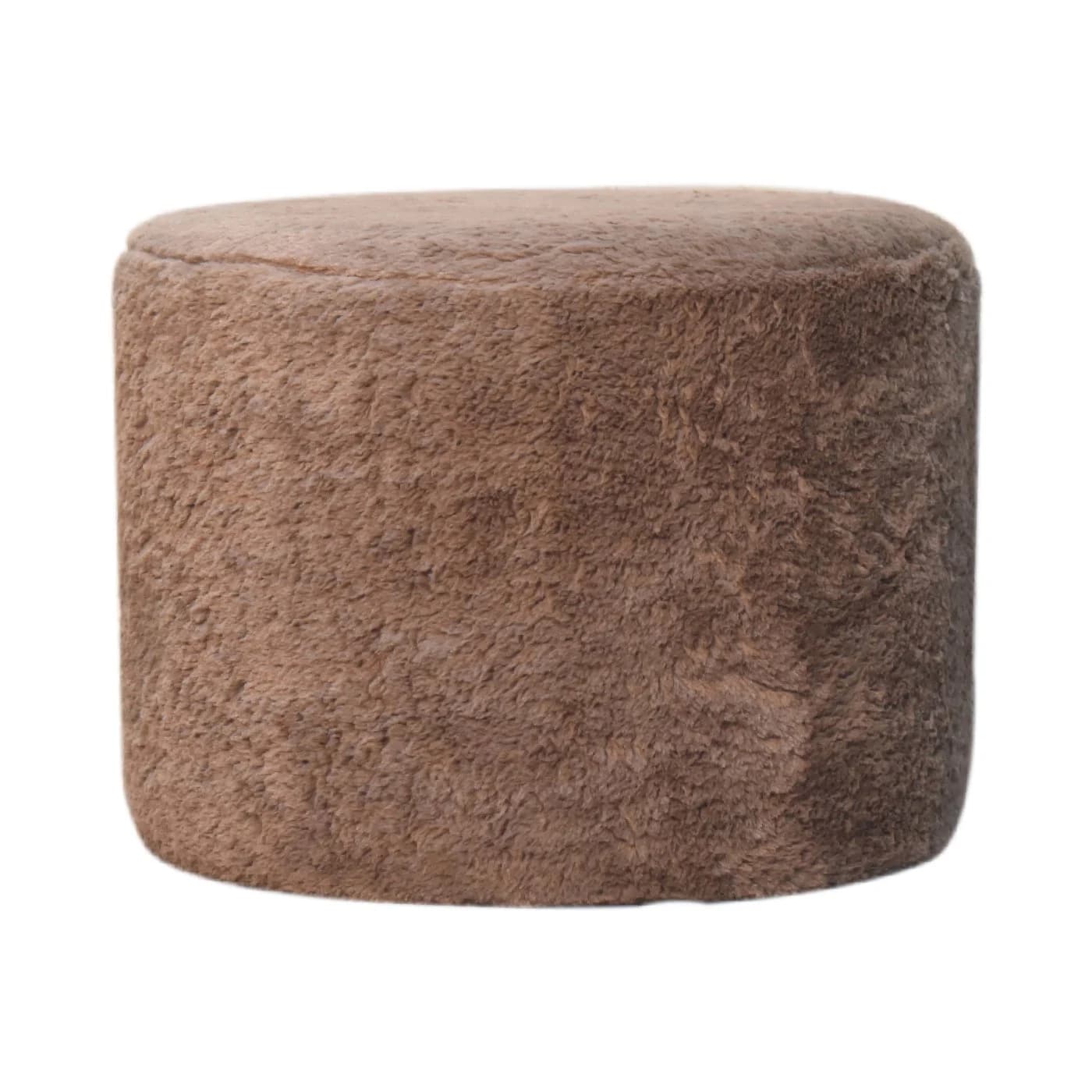 Mocha Faux Fur Round Footstool - Footstools & ottomans, photo 8 of 9
