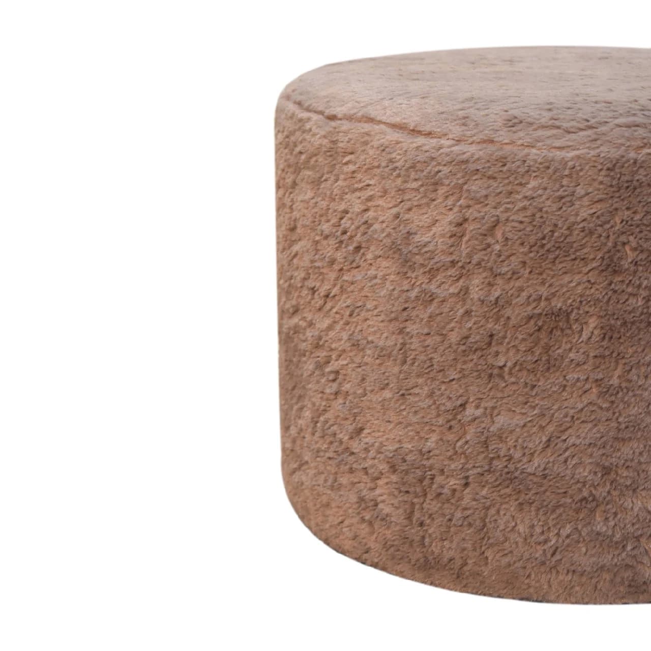Mocha Faux Fur Round Footstool - Footstools & ottomans, photo 2 of 9