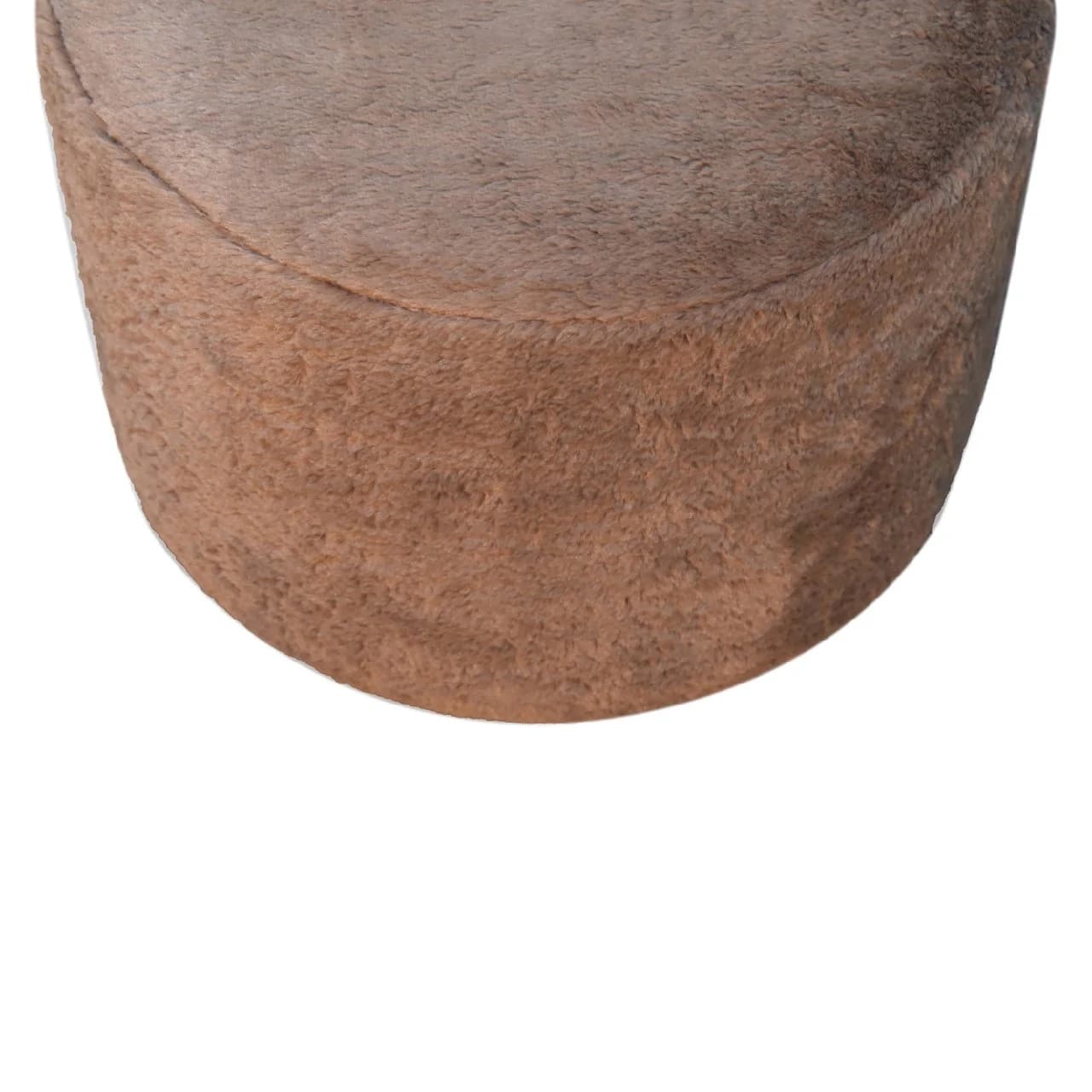 Mocha Faux Fur Round Footstool - Footstools & ottomans, photo 4 of 9