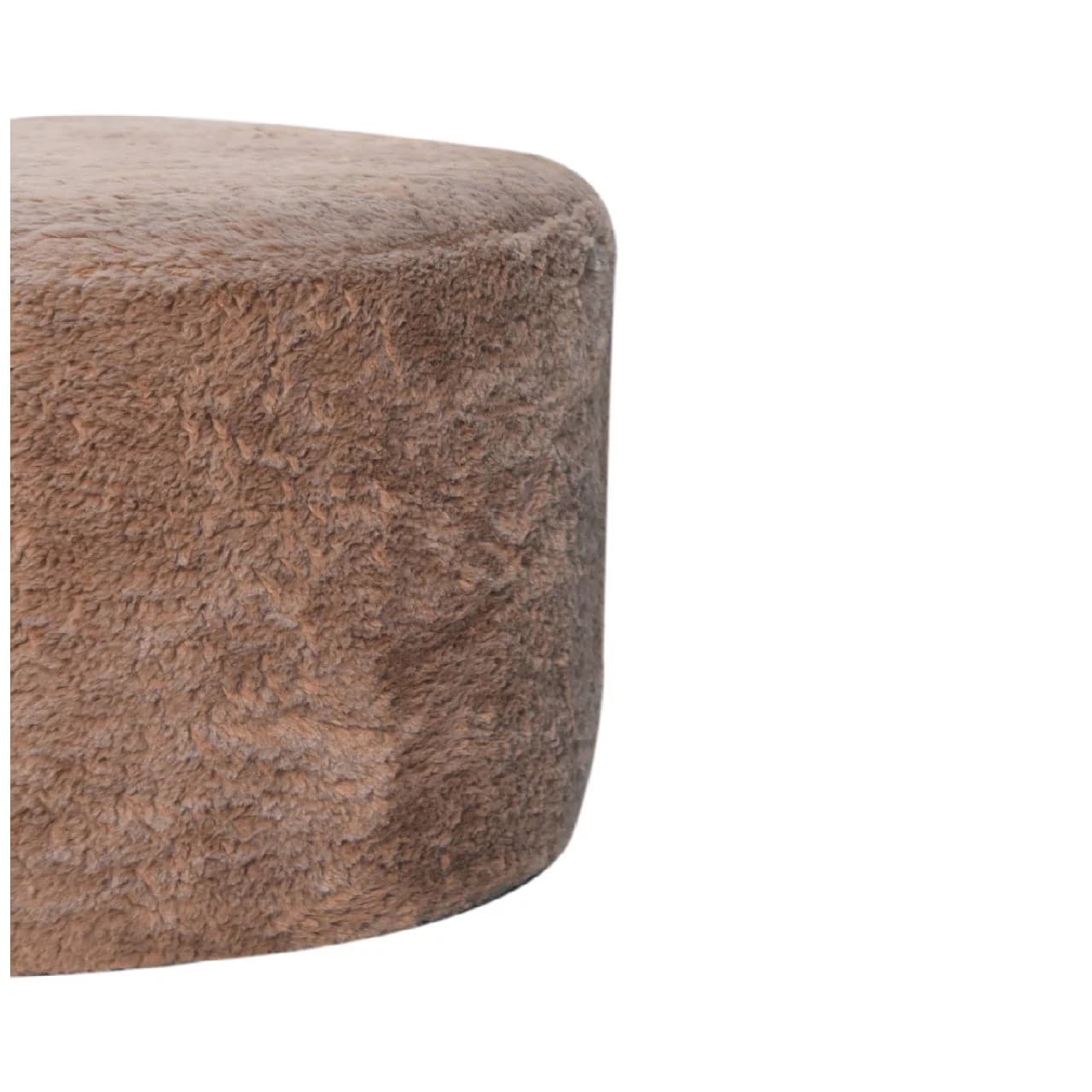 Mocha Faux Fur Round Footstool - Footstools & ottomans, photo 5 of 9