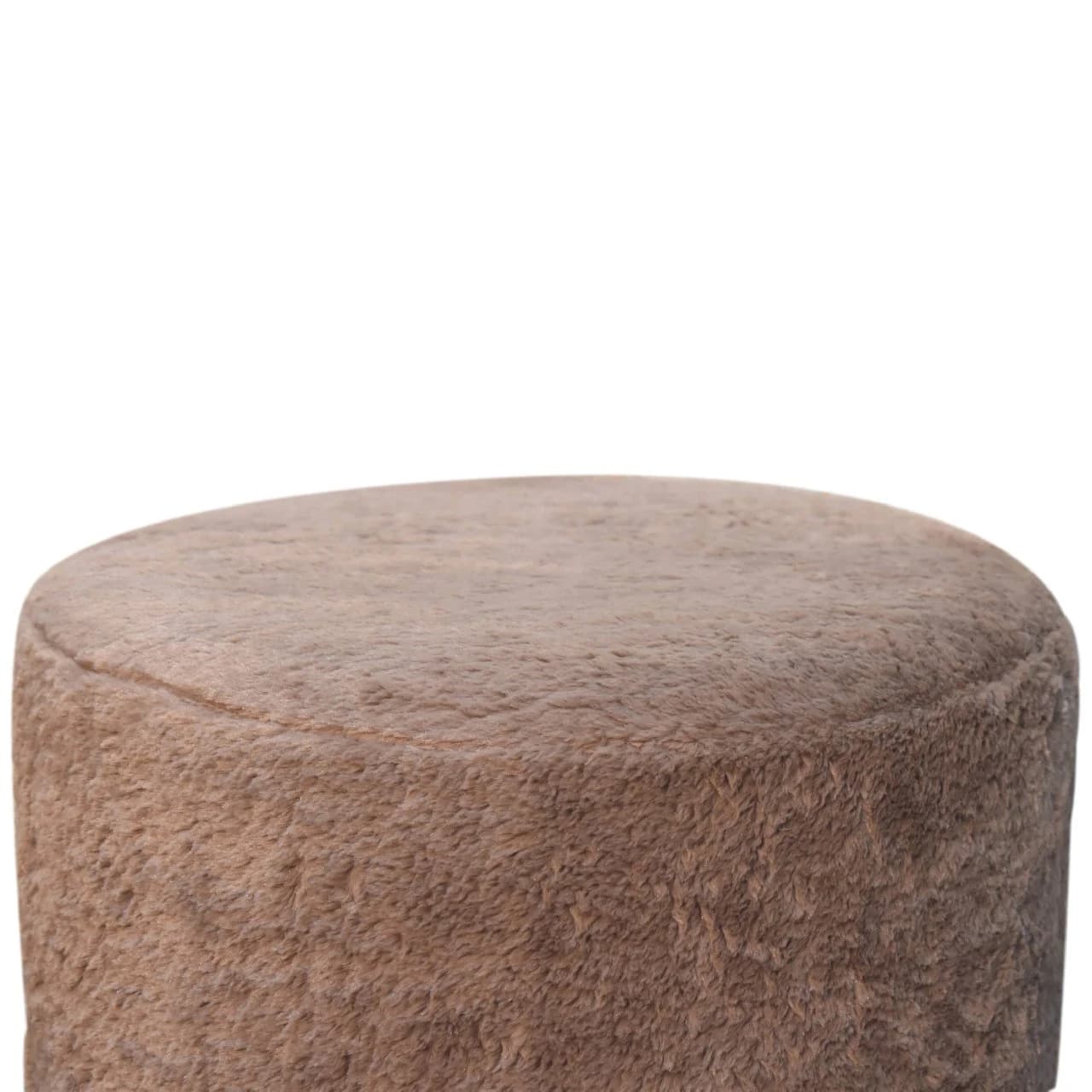 Mocha Faux Fur Round Footstool - Footstools & ottomans, photo 6 of 9