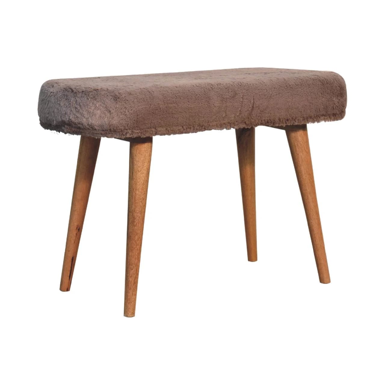 Mocha Faux Fur Fabric Bench - Benches, photo 2 of 9