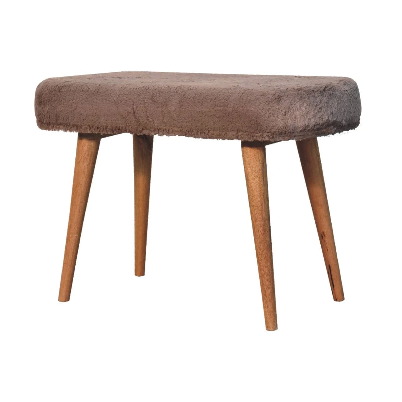 Mocha Faux Fur Fabric Bench - Benches, photo 3 of 9