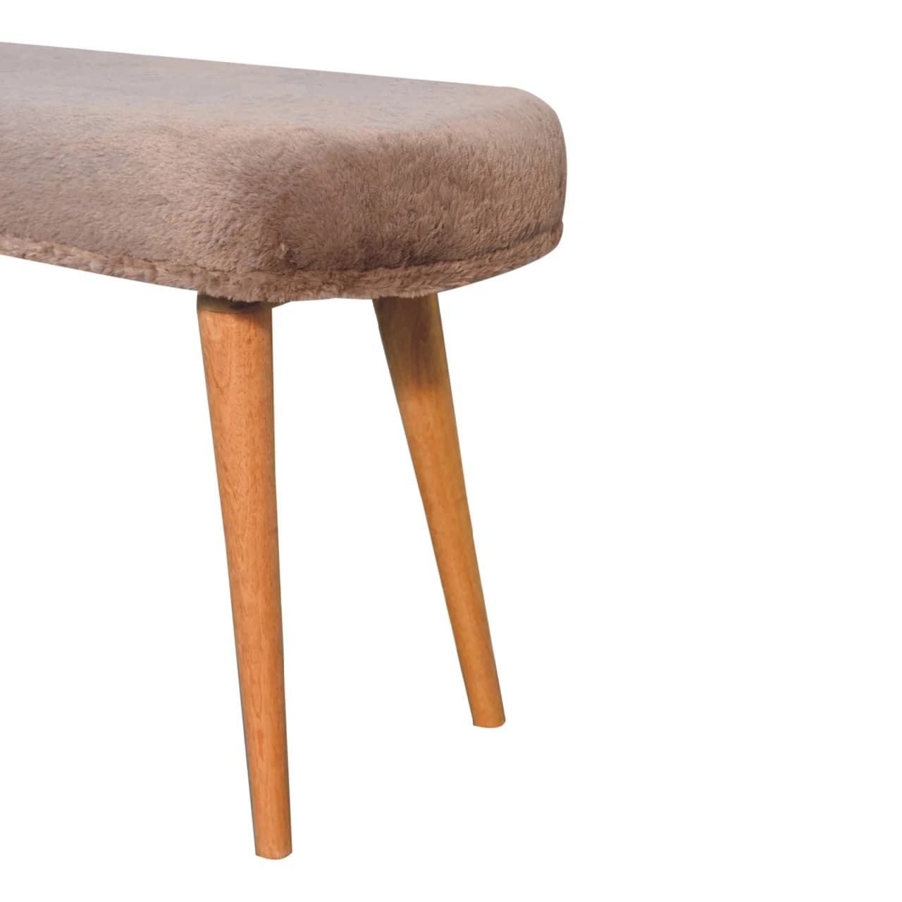 Mocha Faux Fur Fabric Bench - Benches, photo 4 of 9