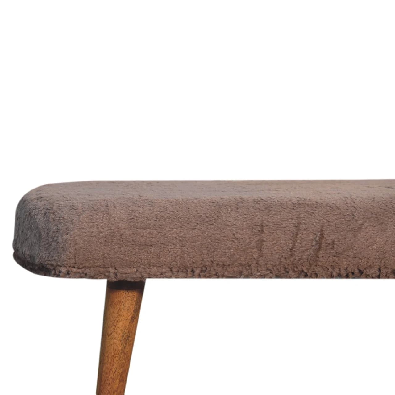 Mocha Faux Fur Fabric Bench - Benches, photo 5 of 9