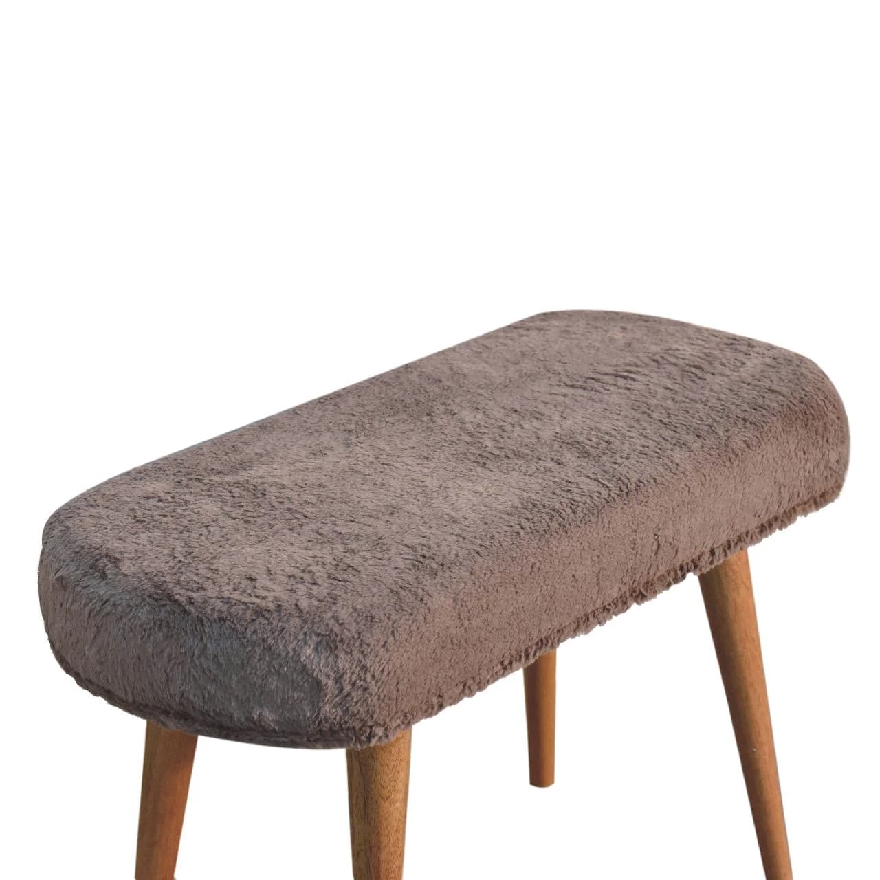 Mocha Faux Fur Fabric Bench - Benches, photo 6 of 9