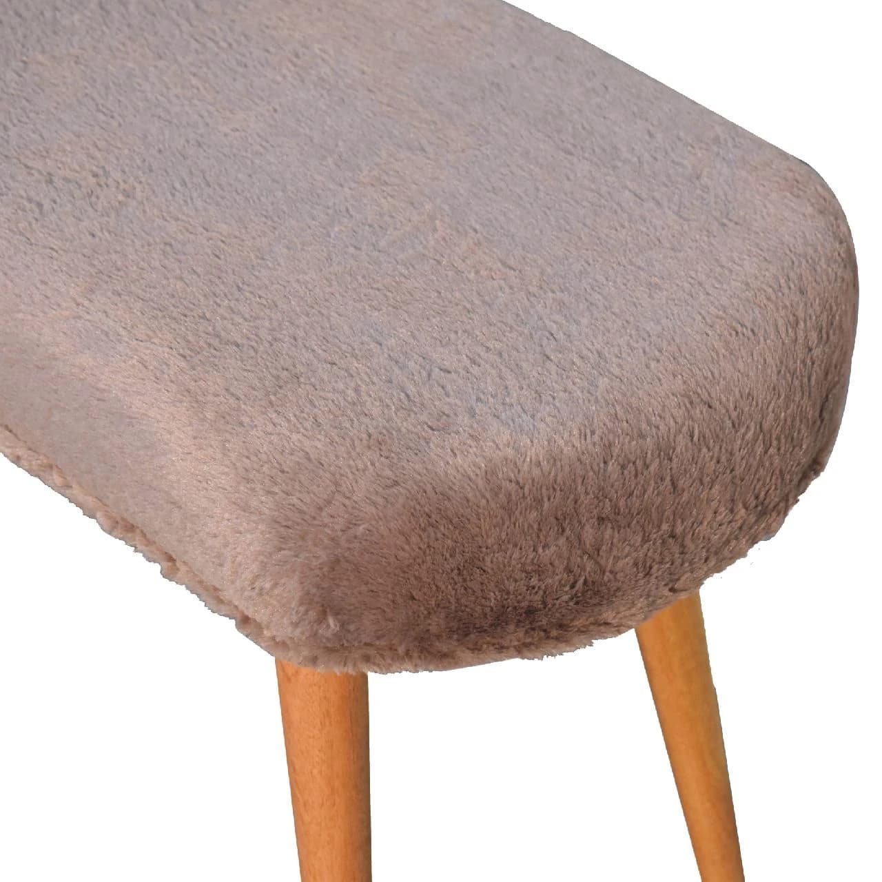 Mocha Faux Fur Fabric Bench - Benches, photo 7 of 9