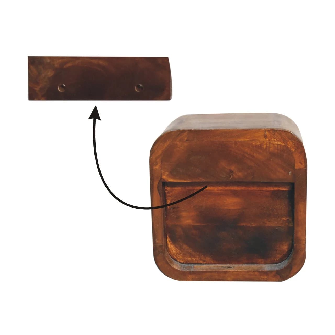Extra Mini Curved Chestnut Bedside with Open Slot - Bedside tables, photo 10 of 10
