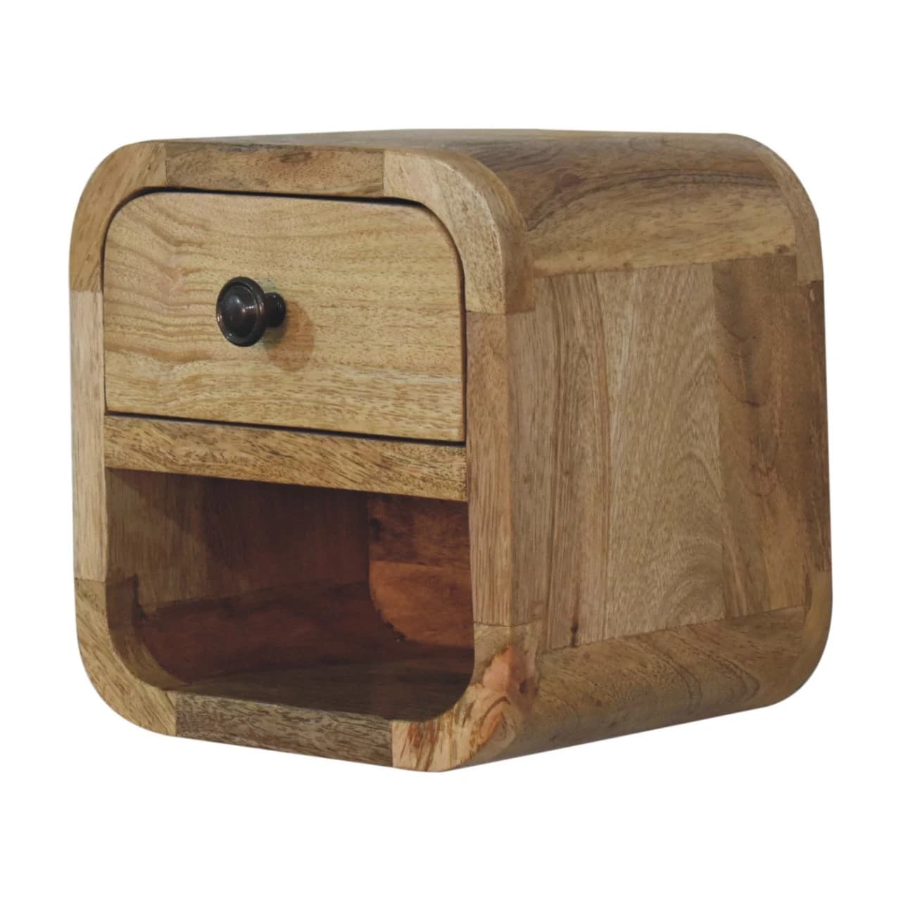 Extra Mini Curved Oak-ish Bedside with Open Slot - Bedside tables, photo 3 of 10