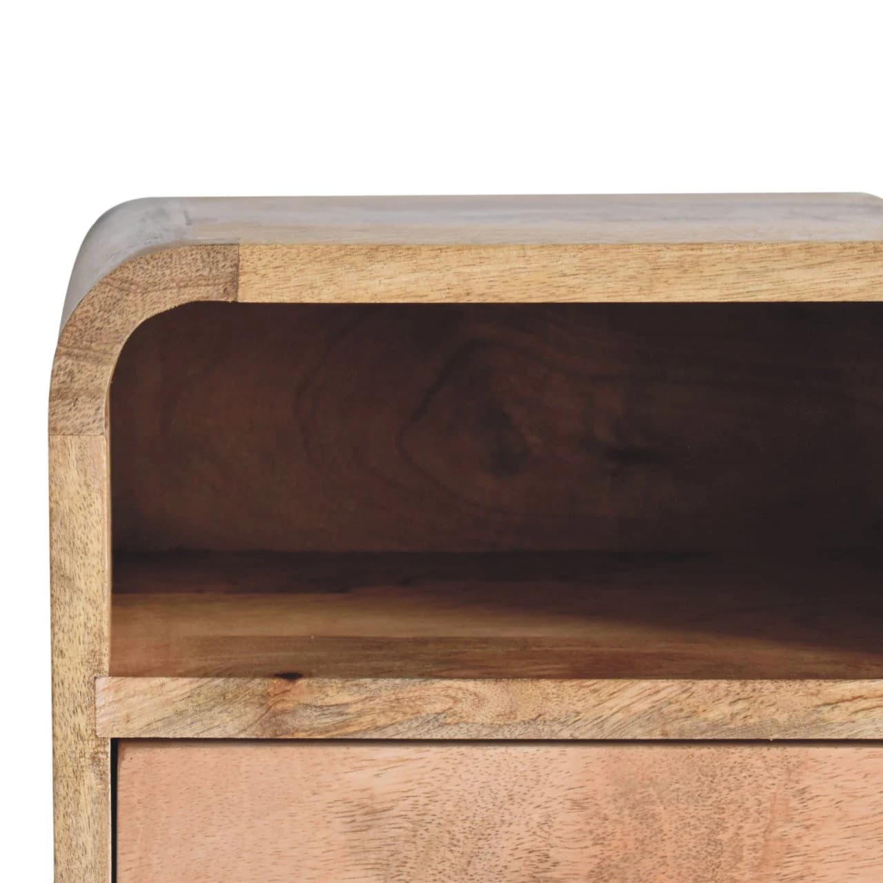Extra Mini Wall Mounted Curved Oak-ish Bedside with Open Slot - Bedside tables, photo 4 of 9