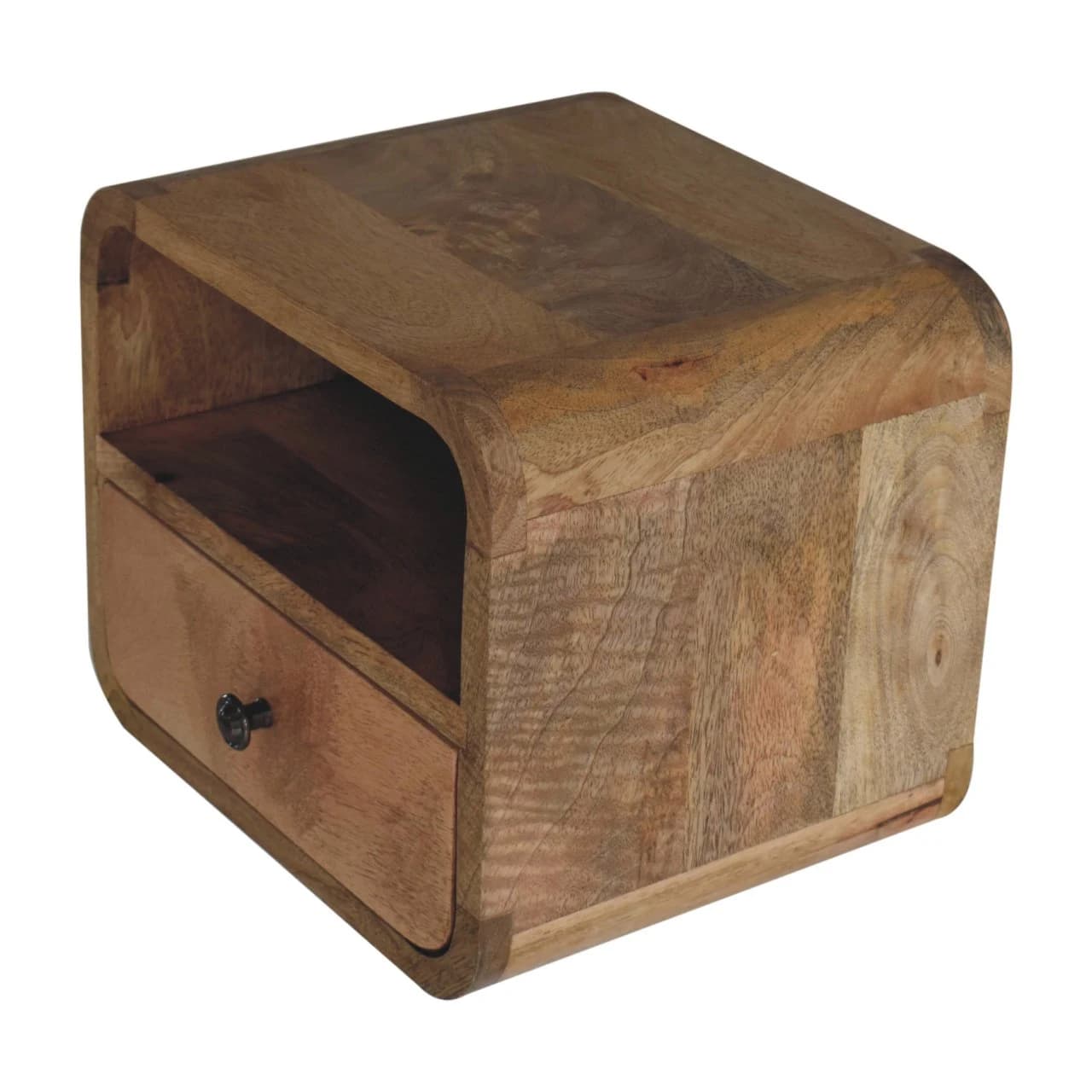 Extra Mini Wall Mounted Curved Oak-ish Bedside with Open Slot - Bedside tables, photo 6 of 9