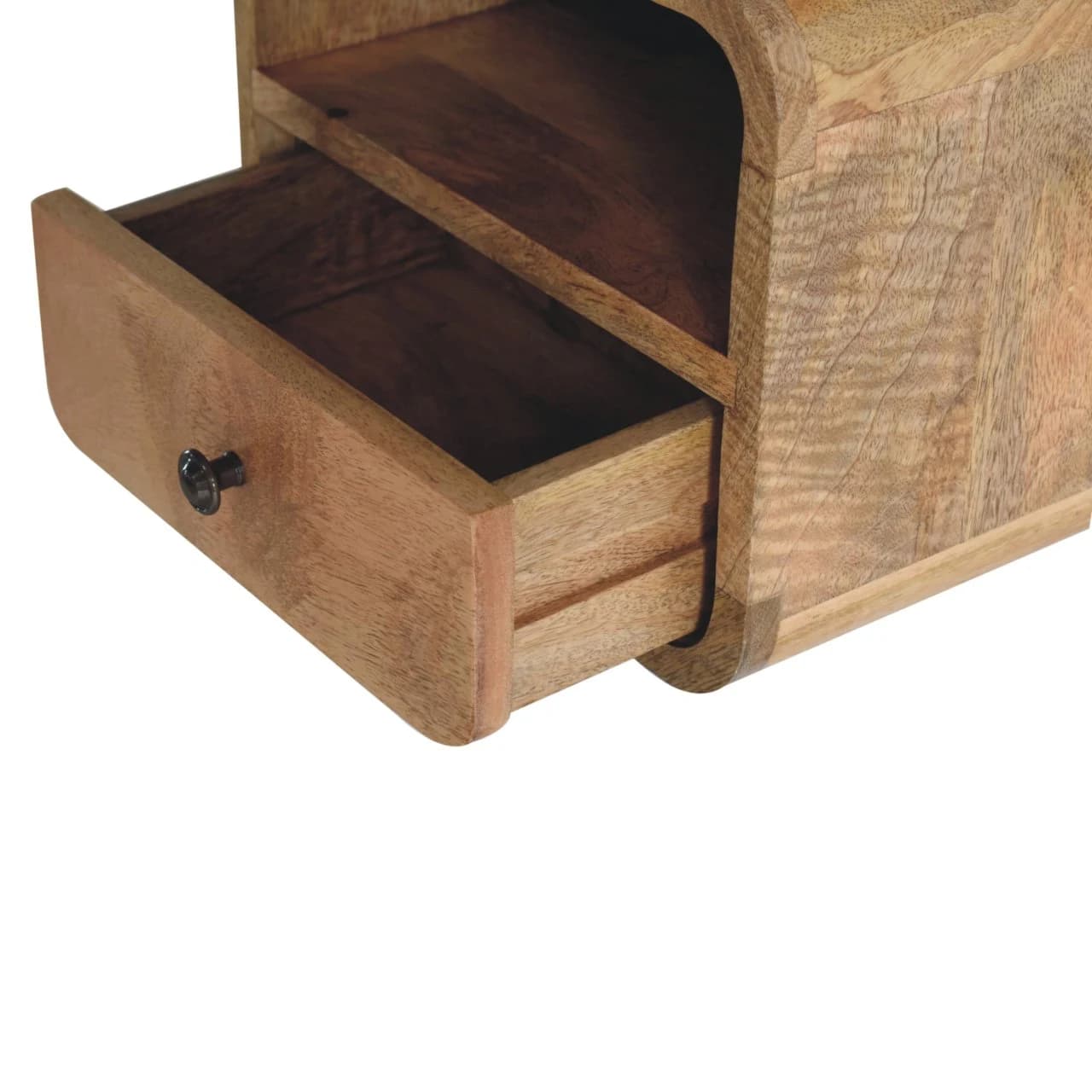 Extra Mini Wall Mounted Curved Oak-ish Bedside with Open Slot - Bedside tables, photo 7 of 9