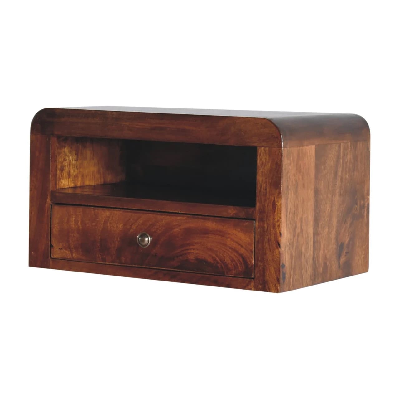 Chunky Chestnut 1 Drawer Wall Mounted Nightstand - Bedside tables, photo 2 of 9