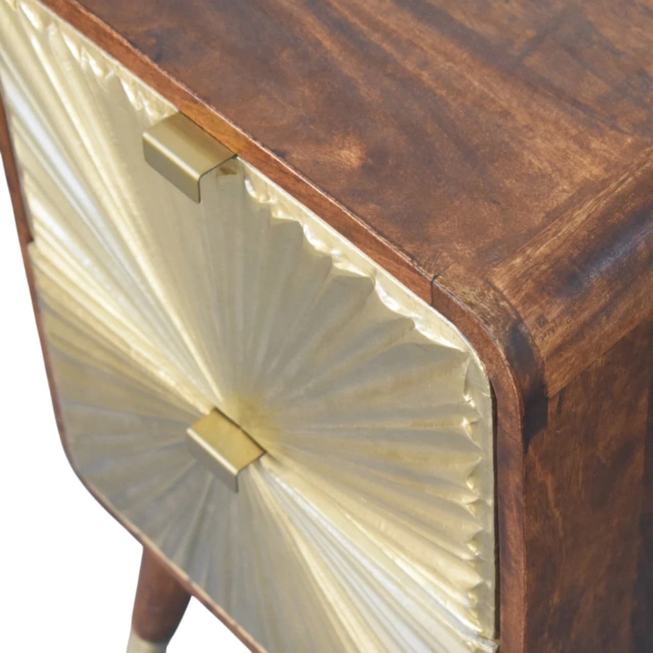 Avora Brass Embossed 2 Drawer Chestnut Nightstand - Bedside tables, photo 5 of 9