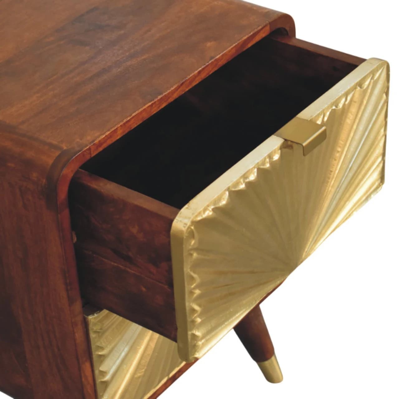 Avora Brass Embossed 2 Drawer Chestnut Nightstand - Bedside tables, photo 6 of 9