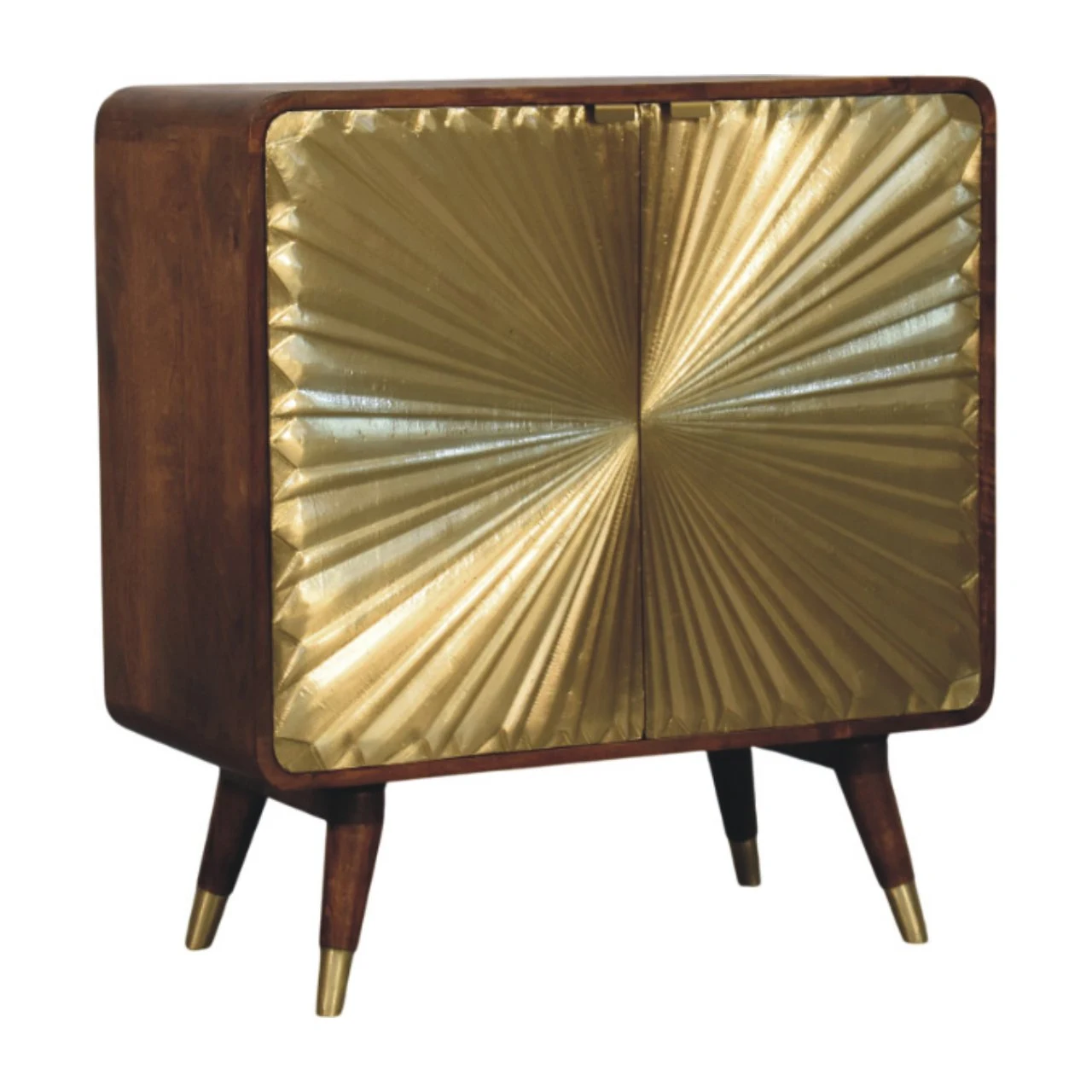 Avora Brass Embossed 2 Door Chestnut Cabinet - Cabinets, photo 3 of 9