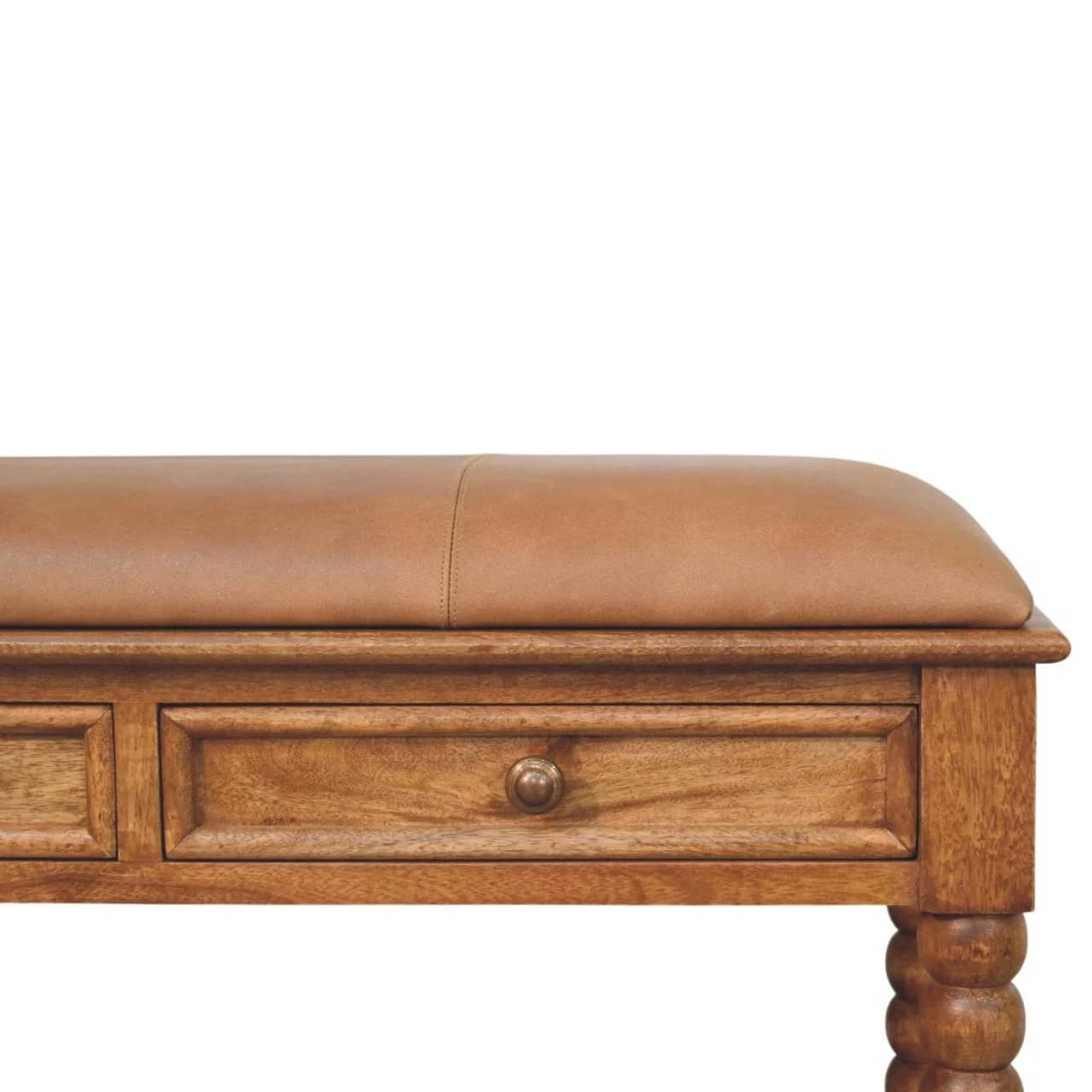 Spindle Leather Bench - Benches, photo 3 of 9