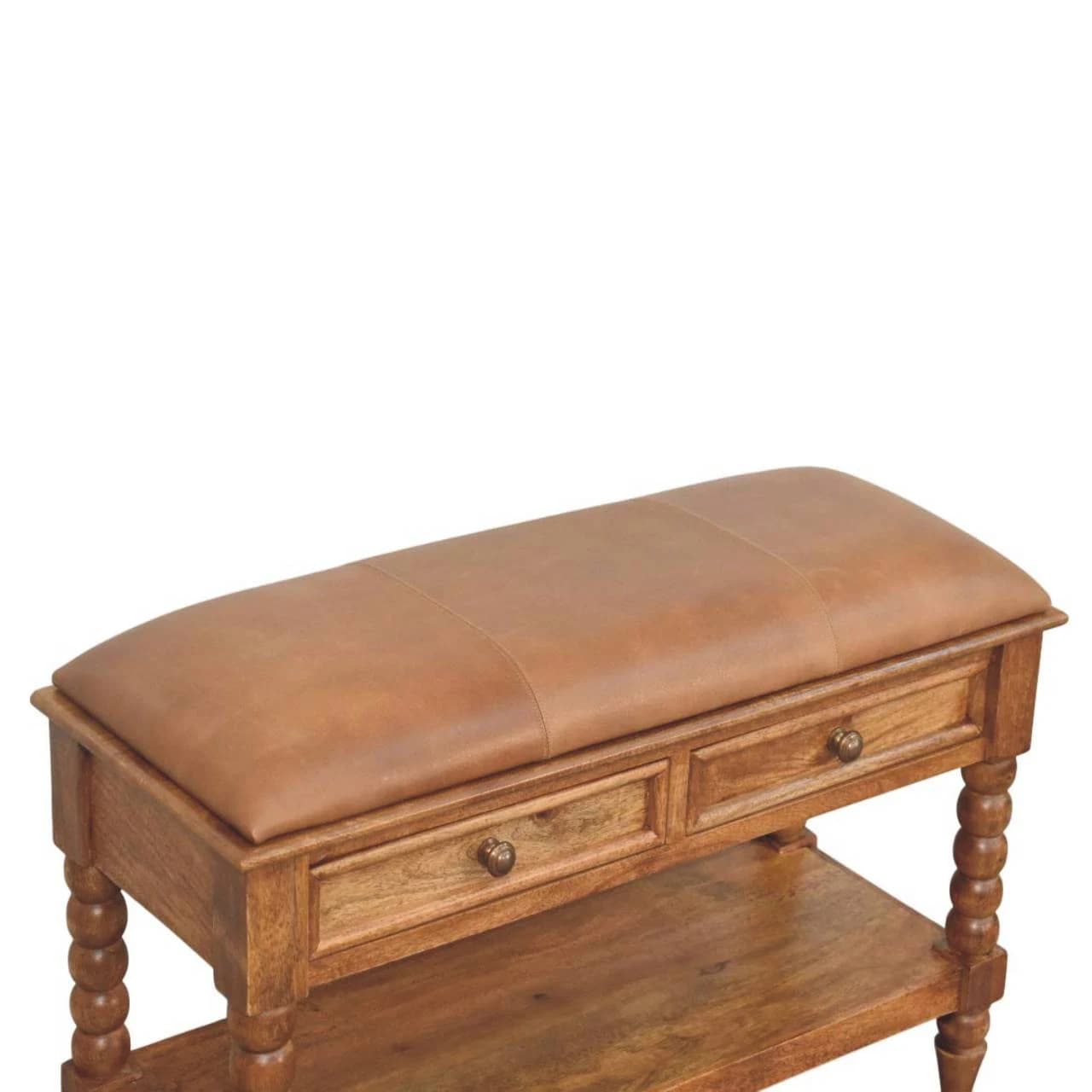 Spindle Leather Bench - Benches, photo 4 of 9
