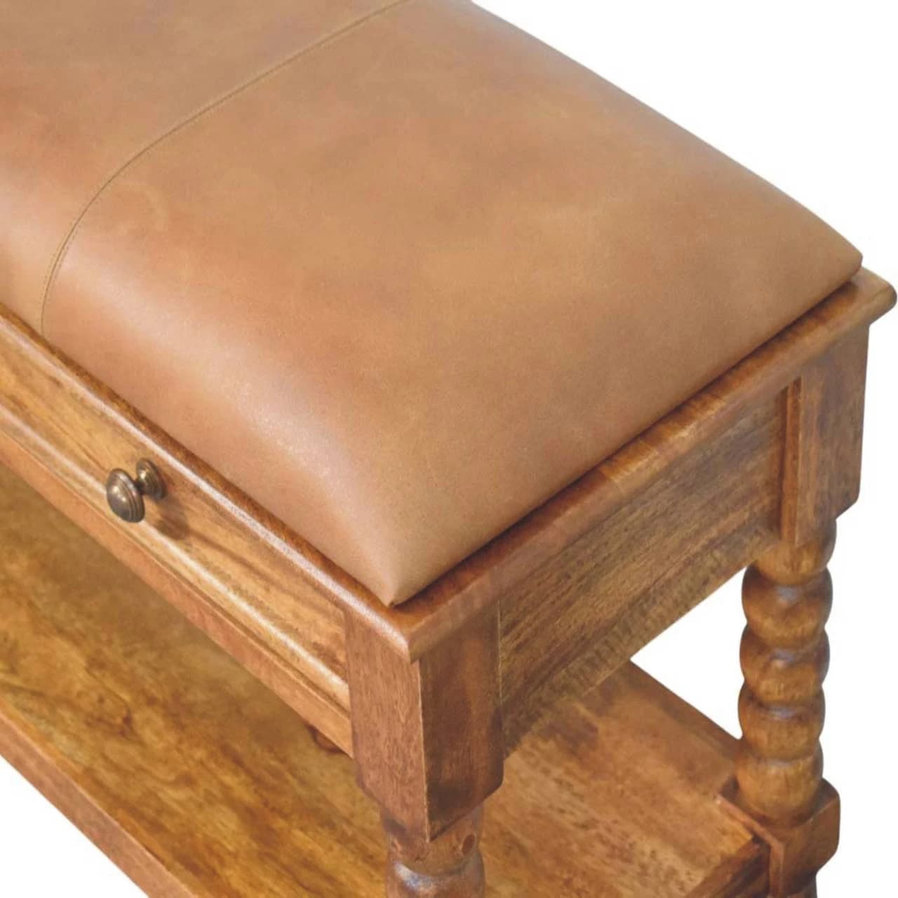 Spindle Leather Bench - Benches, photo 5 of 9