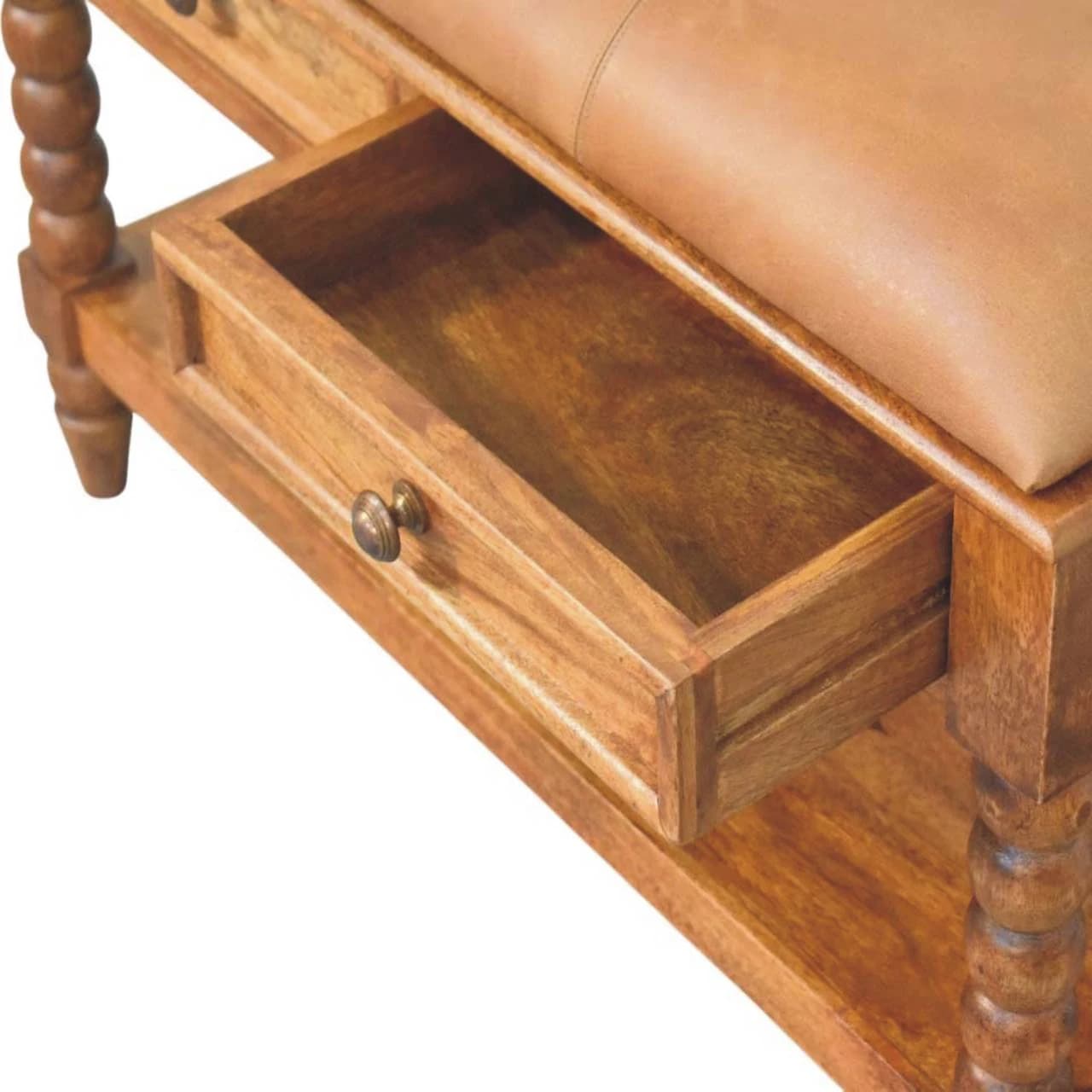 Spindle Leather Bench - Benches, photo 6 of 9