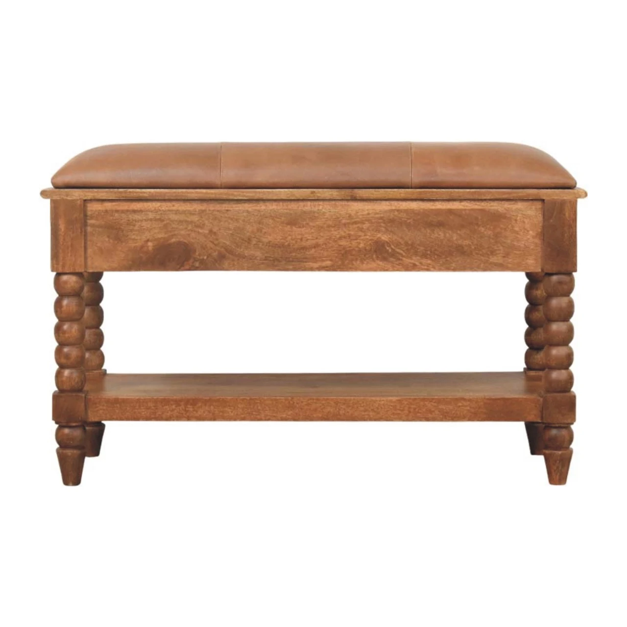 Spindle Leather Bench - Benches, photo 8 of 9