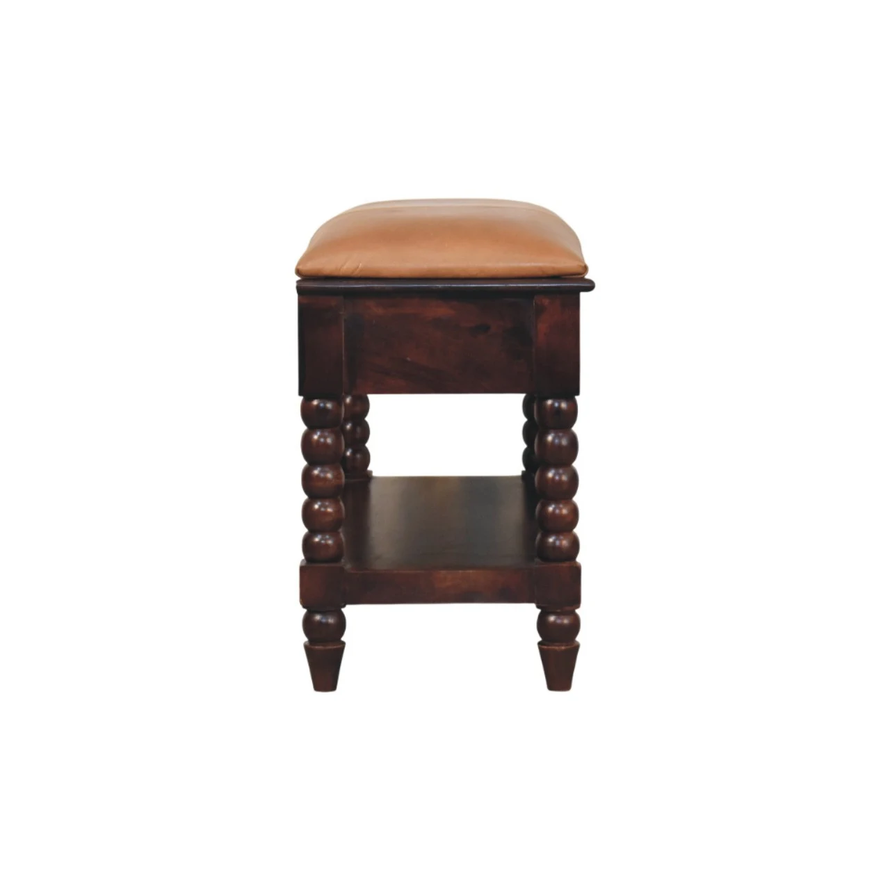 Spindle Winewood Leather Bench - Benches, photo 8 of 9