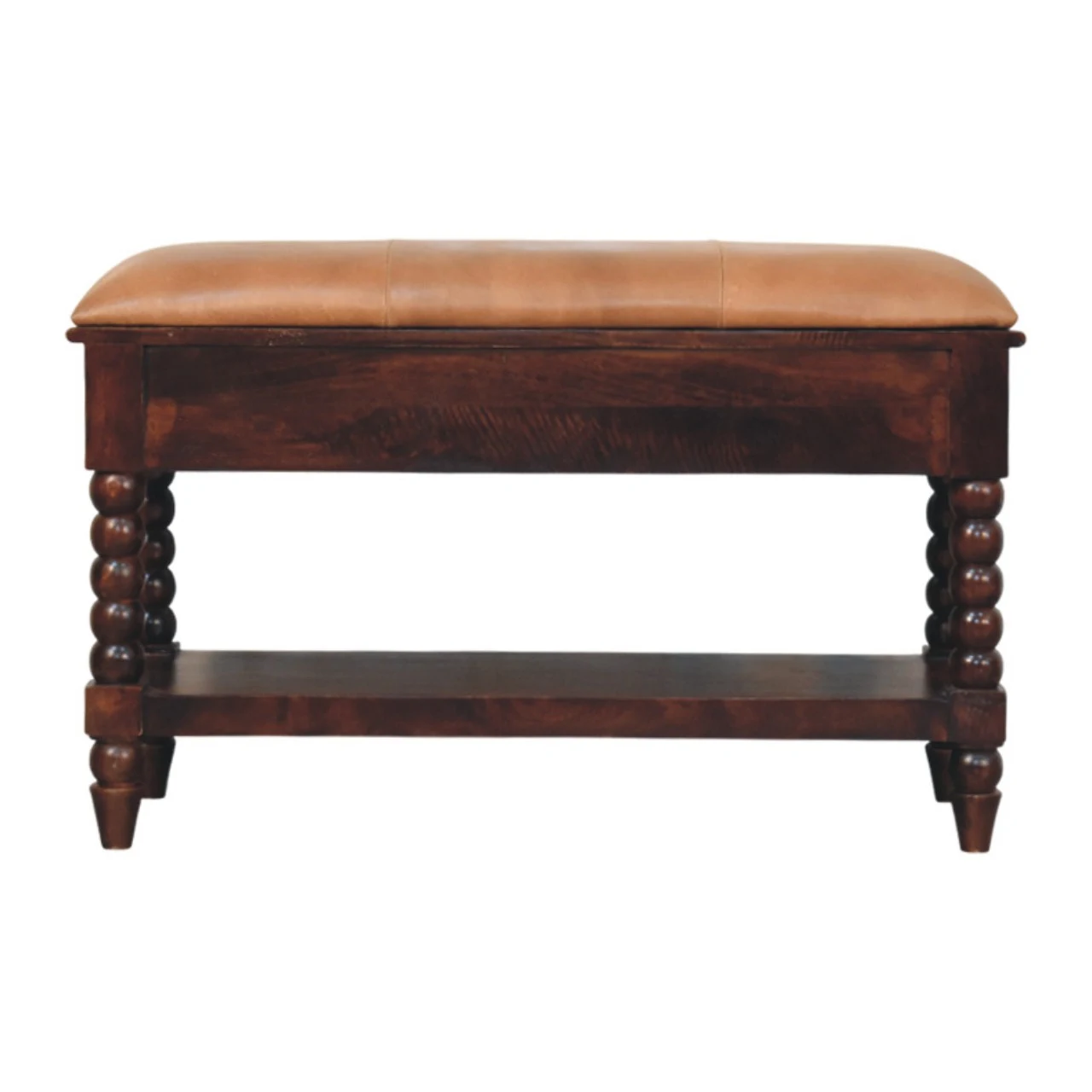 Spindle Winewood Leather Bench - Benches, photo 9 of 9