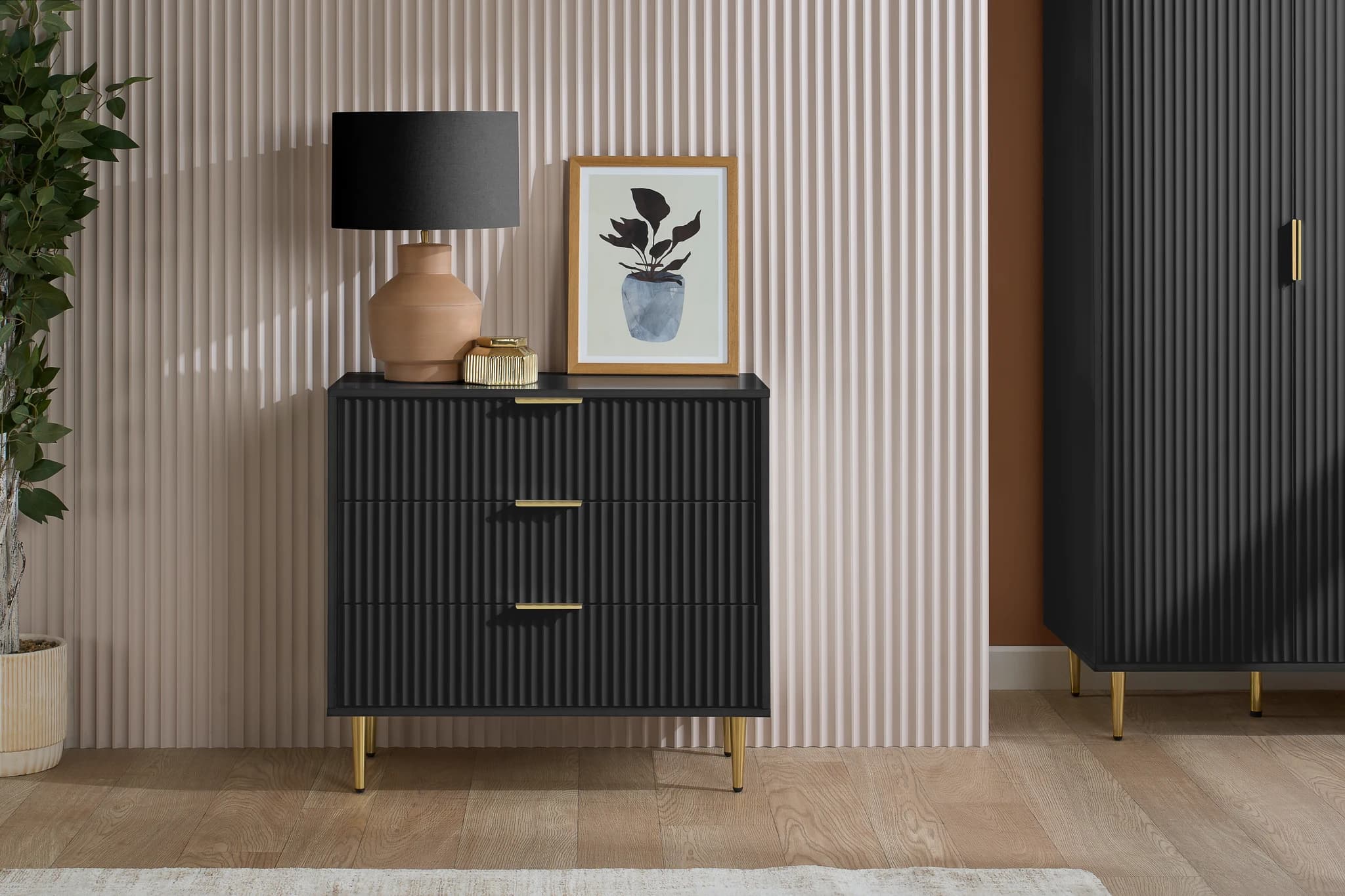 Zara 3 Drawer Fluted Chest - Chests of drawers, photo 2 of 10